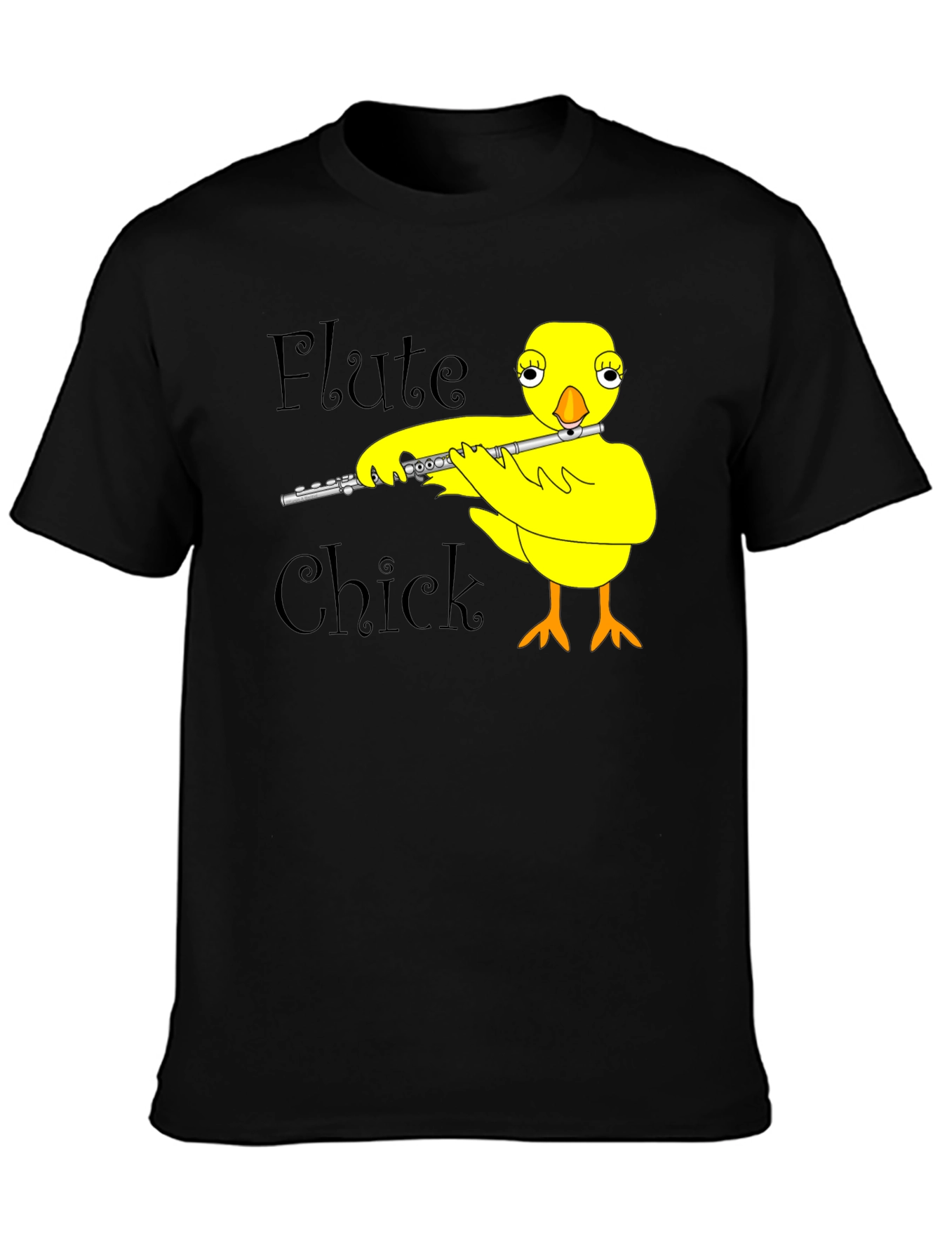 Black Flute Chick Black T-Shirt view 3