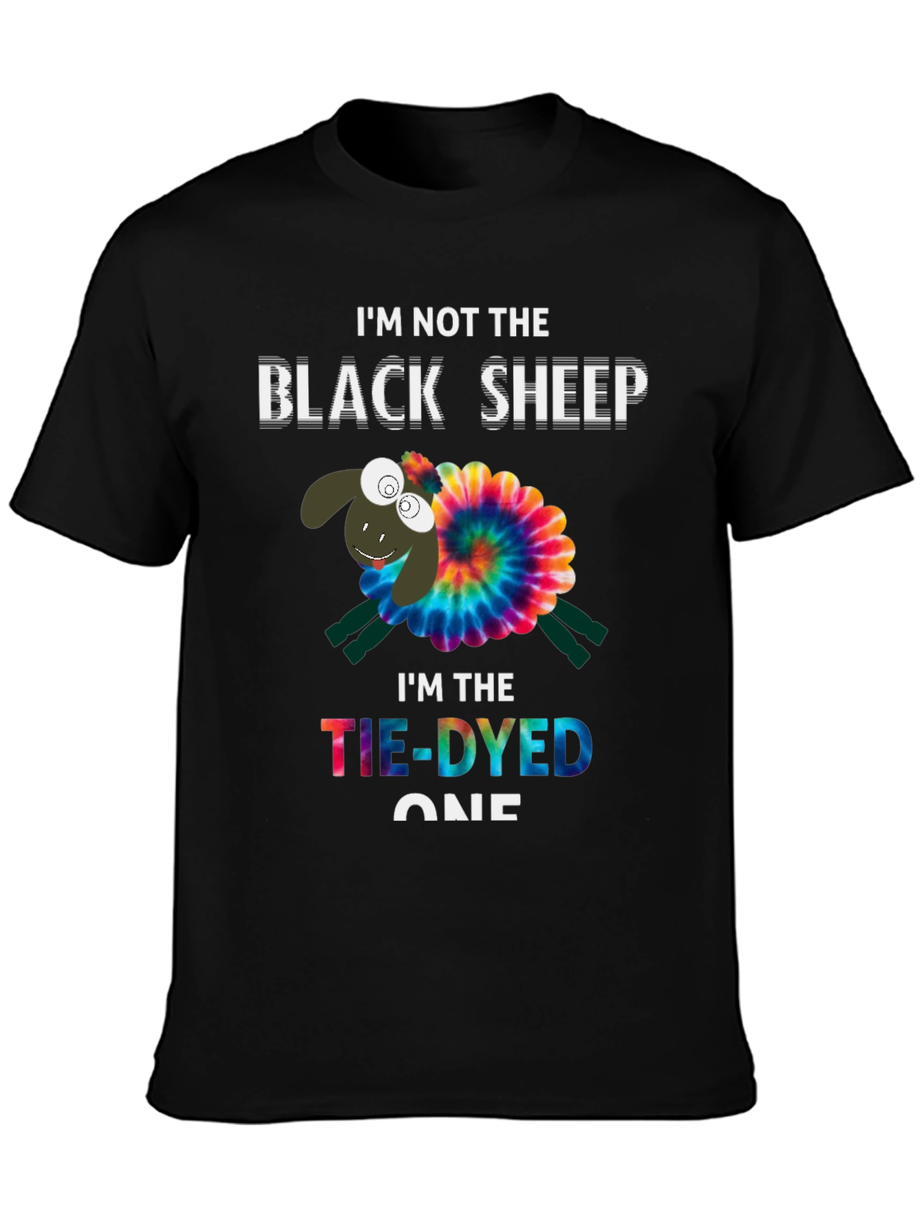 Black Tie-Dyed Sheep Graphic Tee - Unique & Fun T-Shirt view 3