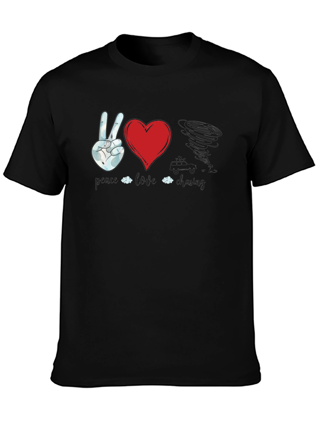 Black Peace Love Twister T-Shirt | Unique Graphic Tee view 3