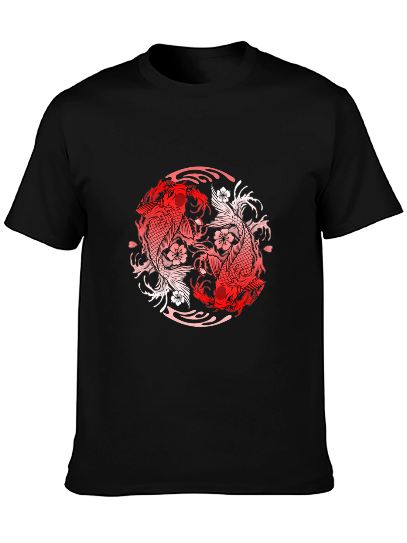 Black Yin Yang Koi Fish Graphic Tee - Black view 3
