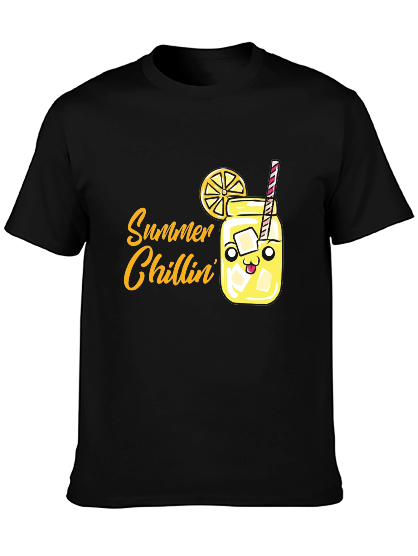 Black Summer Chillin' Graphic Tee - Cute Cartoon Lemonade Shirt view 3