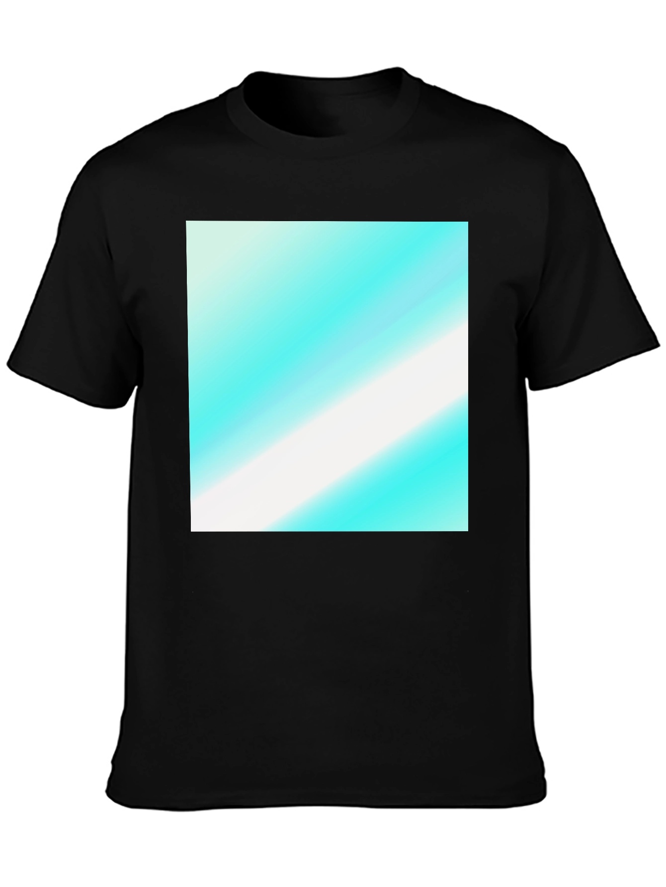 Black Modern Graphic Tee - Aqua & White Diagonal Design view 3