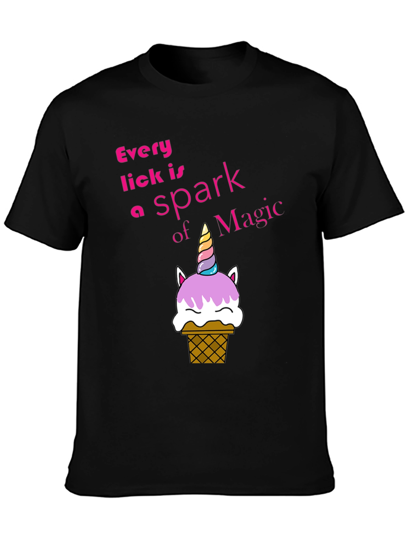 Black Unicorn Ice Cream T-Shirt - Every Lick is Magic! view 3
