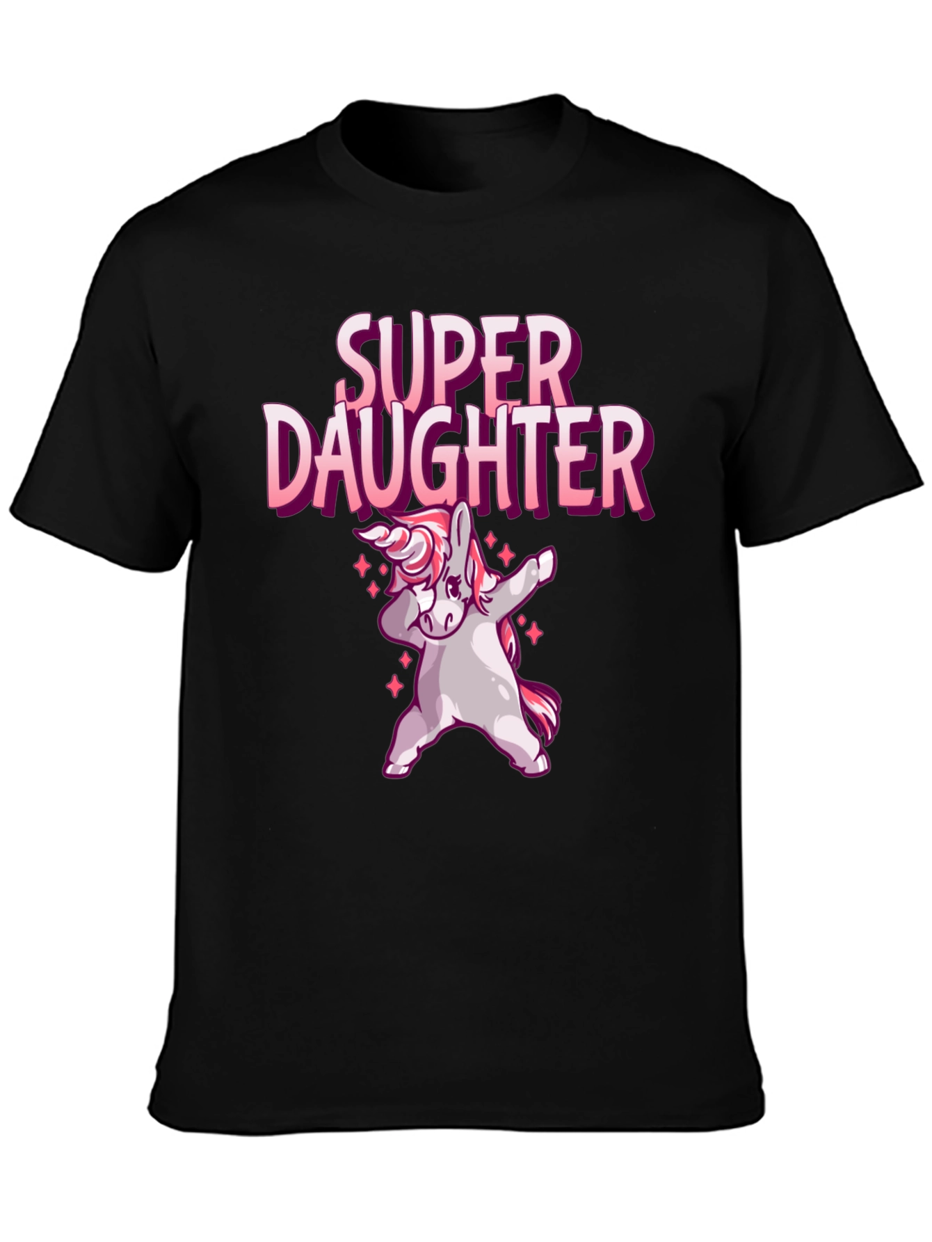 Black Super Daughter Unicorn Dab T-Shirt view 3
