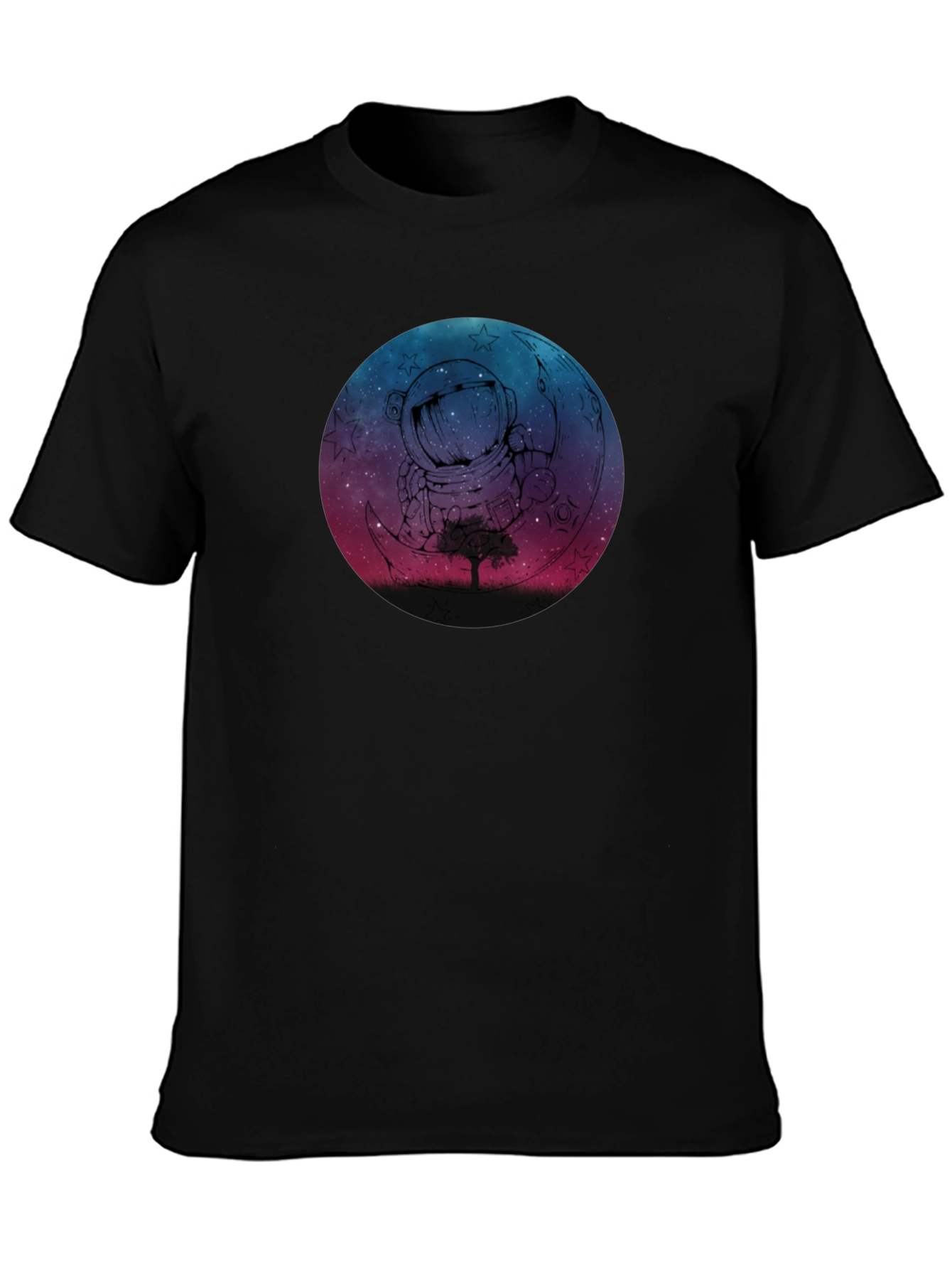 Black Astronaut Moon Graphic Tee - Premium Black T-Shirt view 3