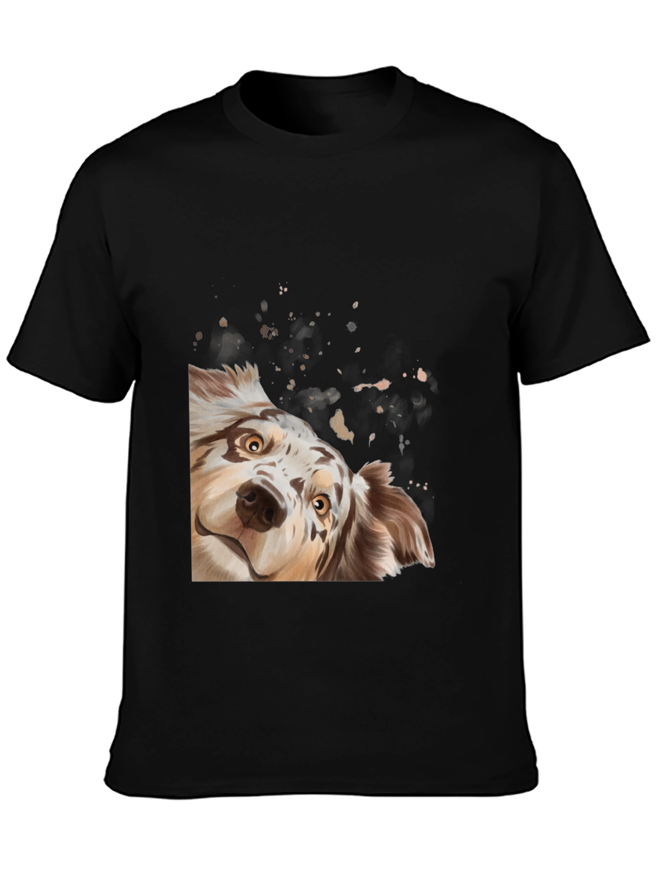 Black Cute Dog Graphic Black T-Shirt view 3