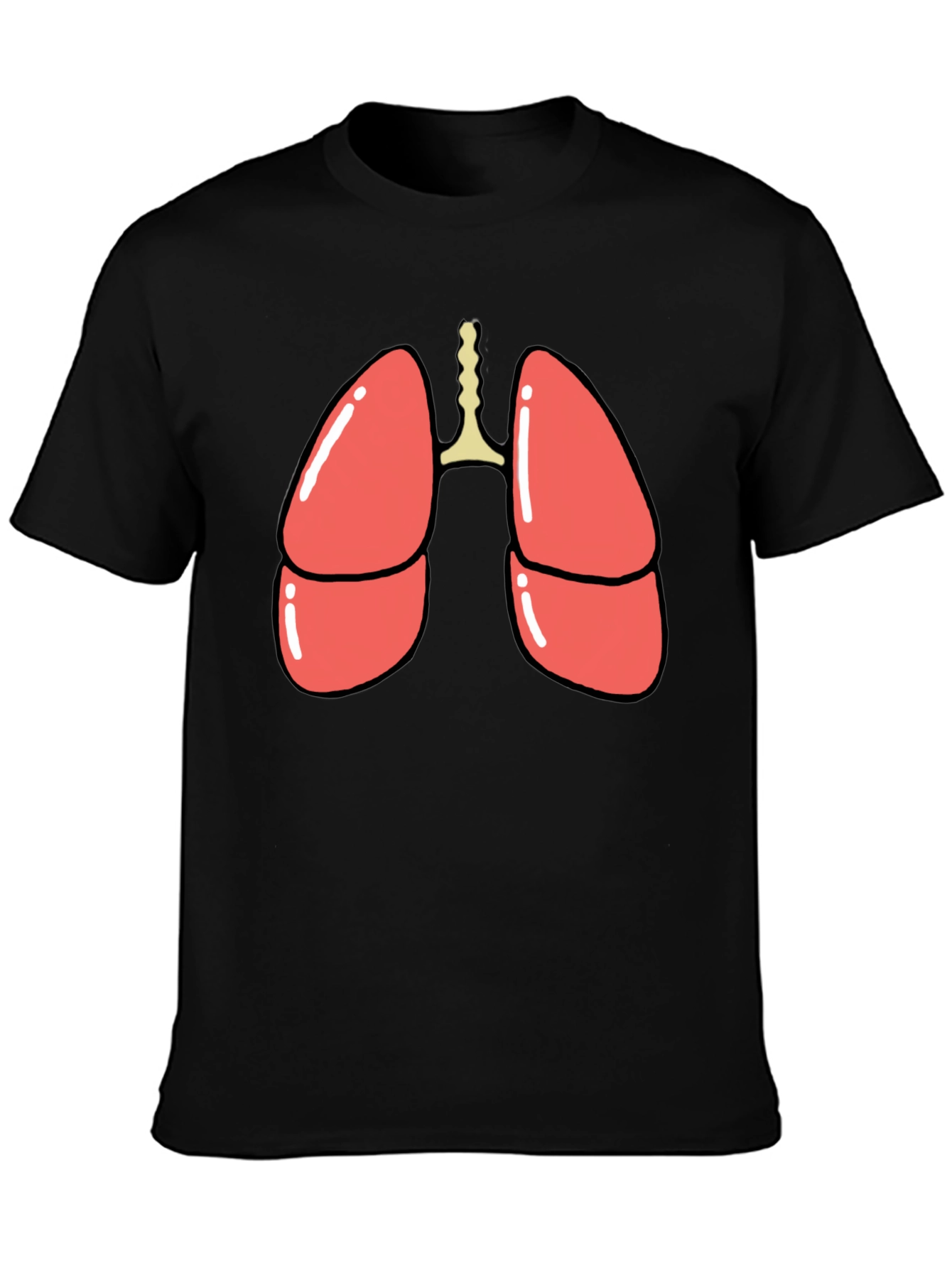 Black Anatomical Lungs Graphic T-Shirt - Black Cotton Blend view 3