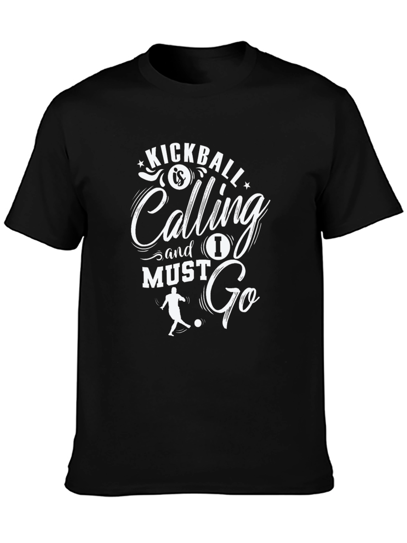 Black Kickball Calling Men's Black Graphic T-Shirt view 3