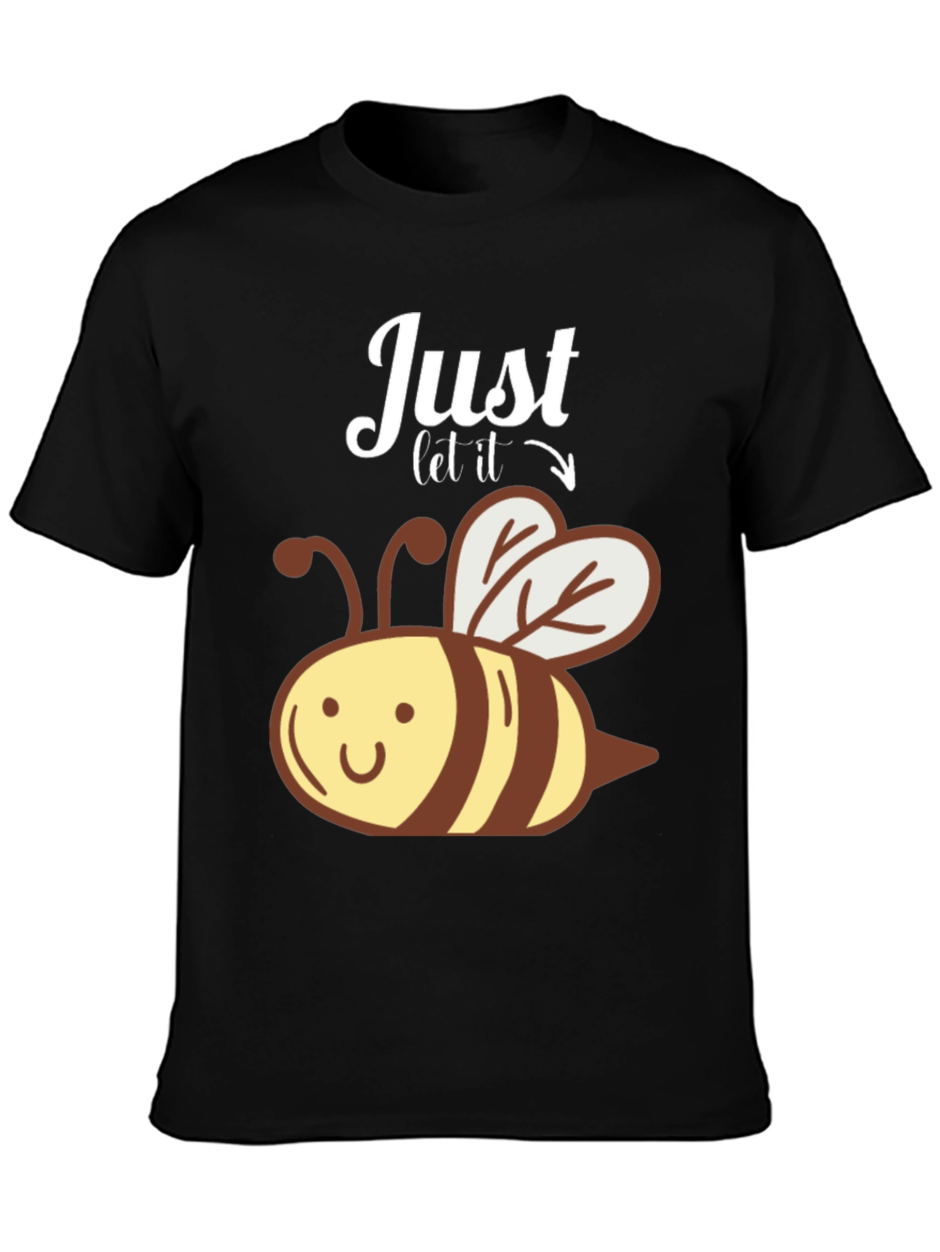 Black Just Let It Bee Funny Graphic T-Shirt view 3