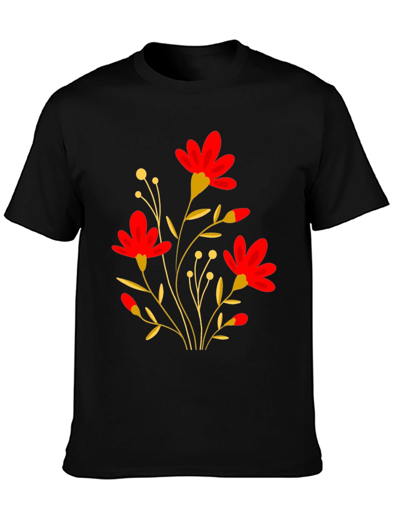 Black Floral Graphic Black T-Shirt view 3