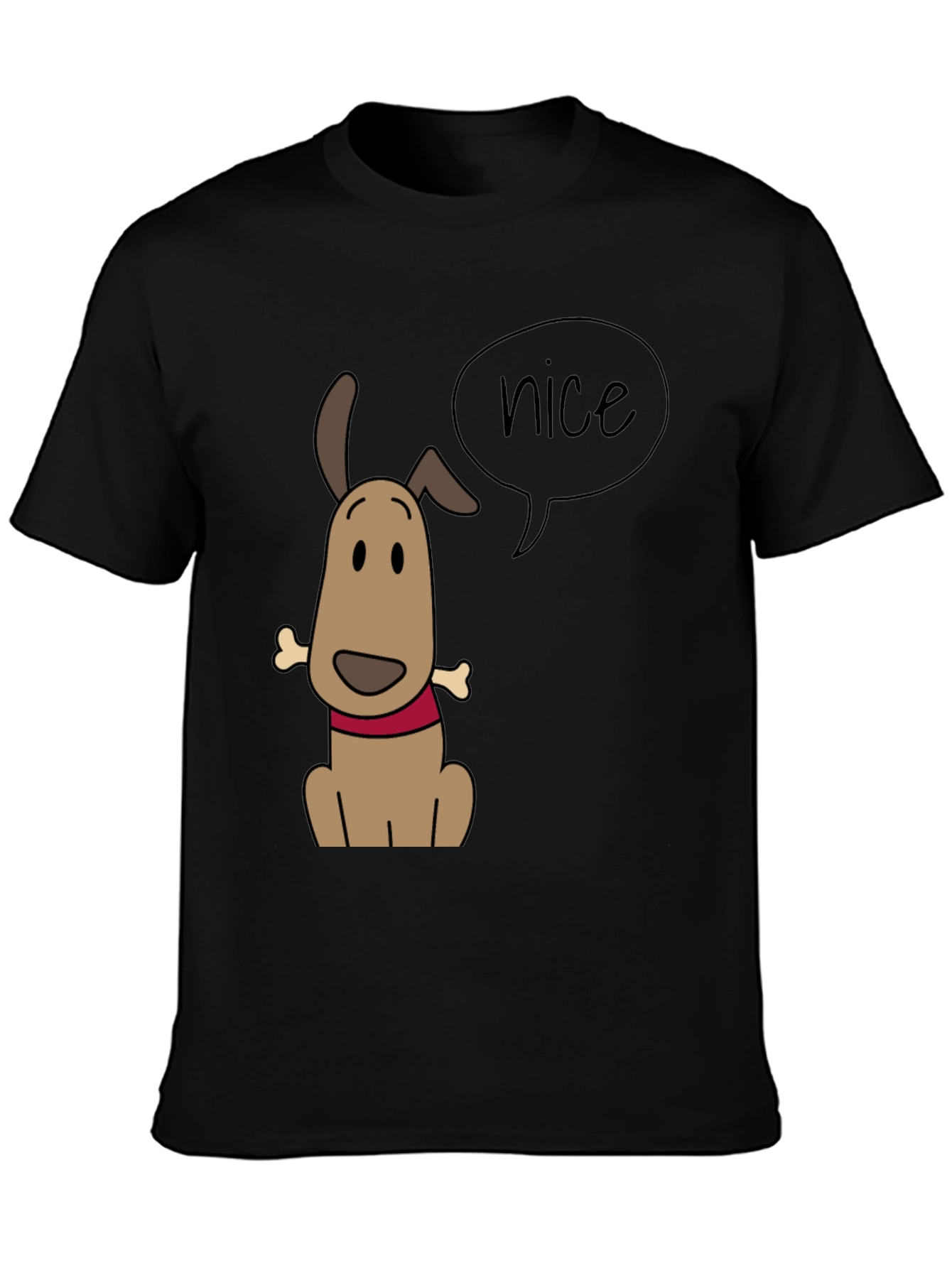 Black Nice Dog Graphic Tee - Black Casual T-Shirt view 3