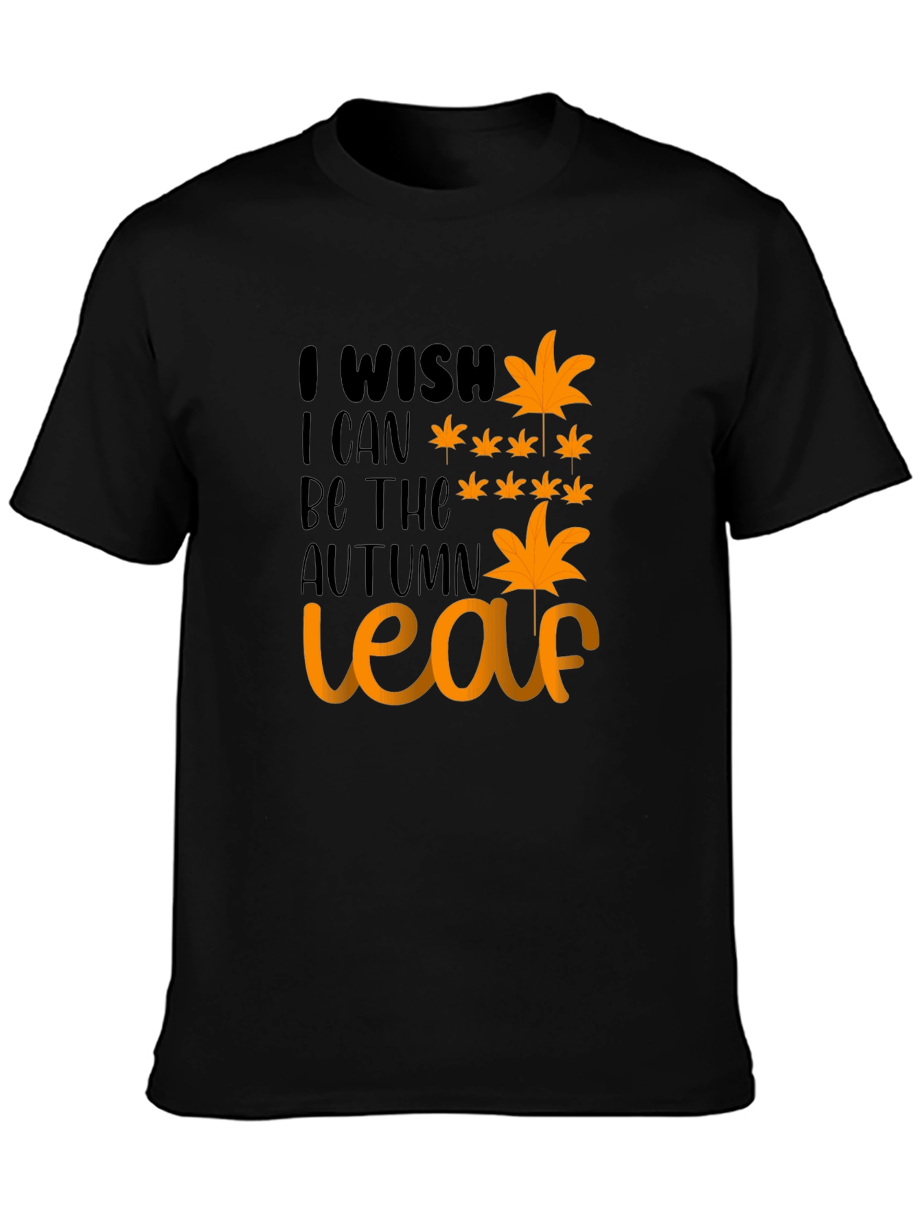 Black Autumn Leaf Wish Graphic Tee - Black view 3
