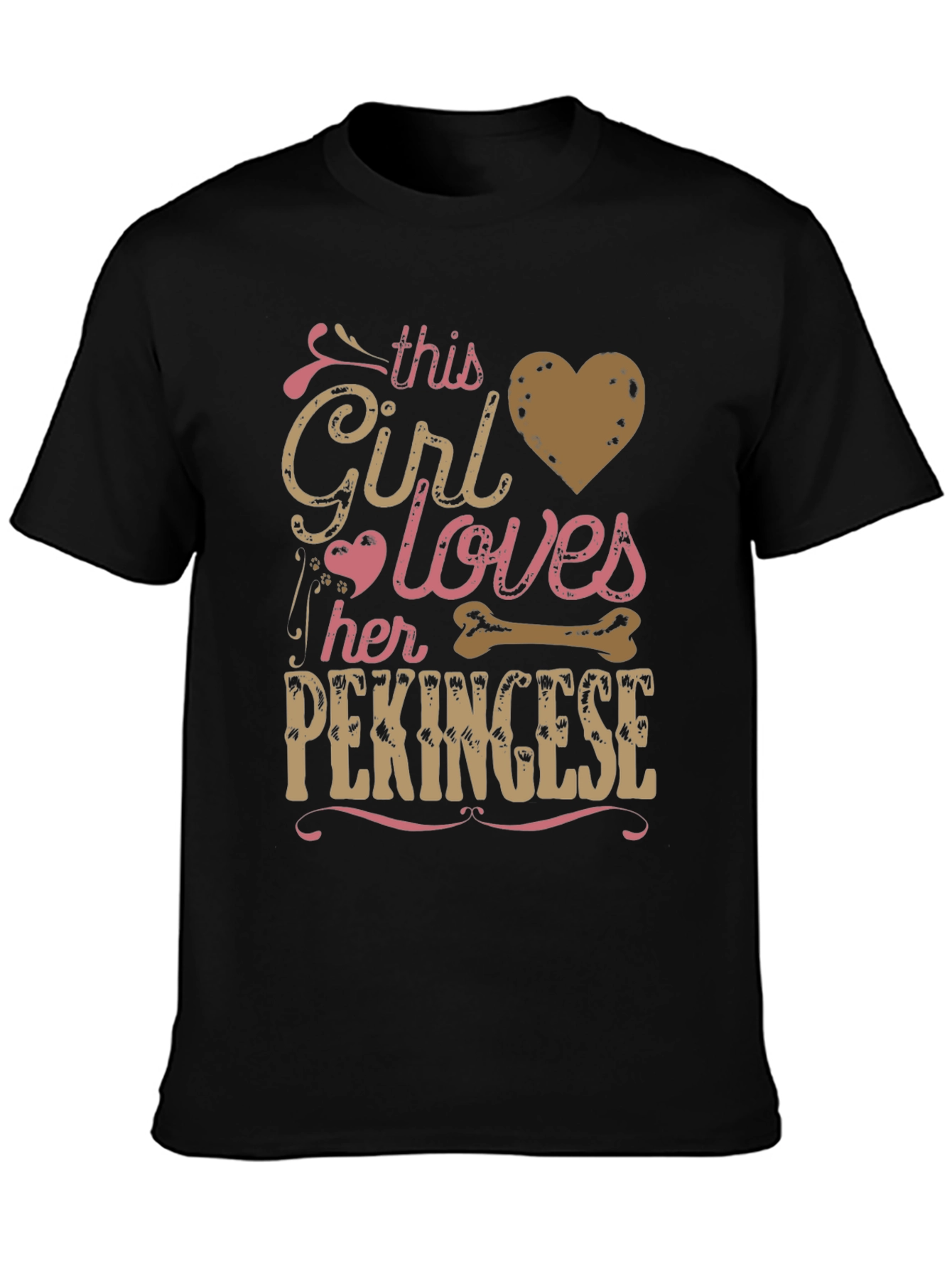 Black Girl Loves Her Pekingese T-Shirt view 3