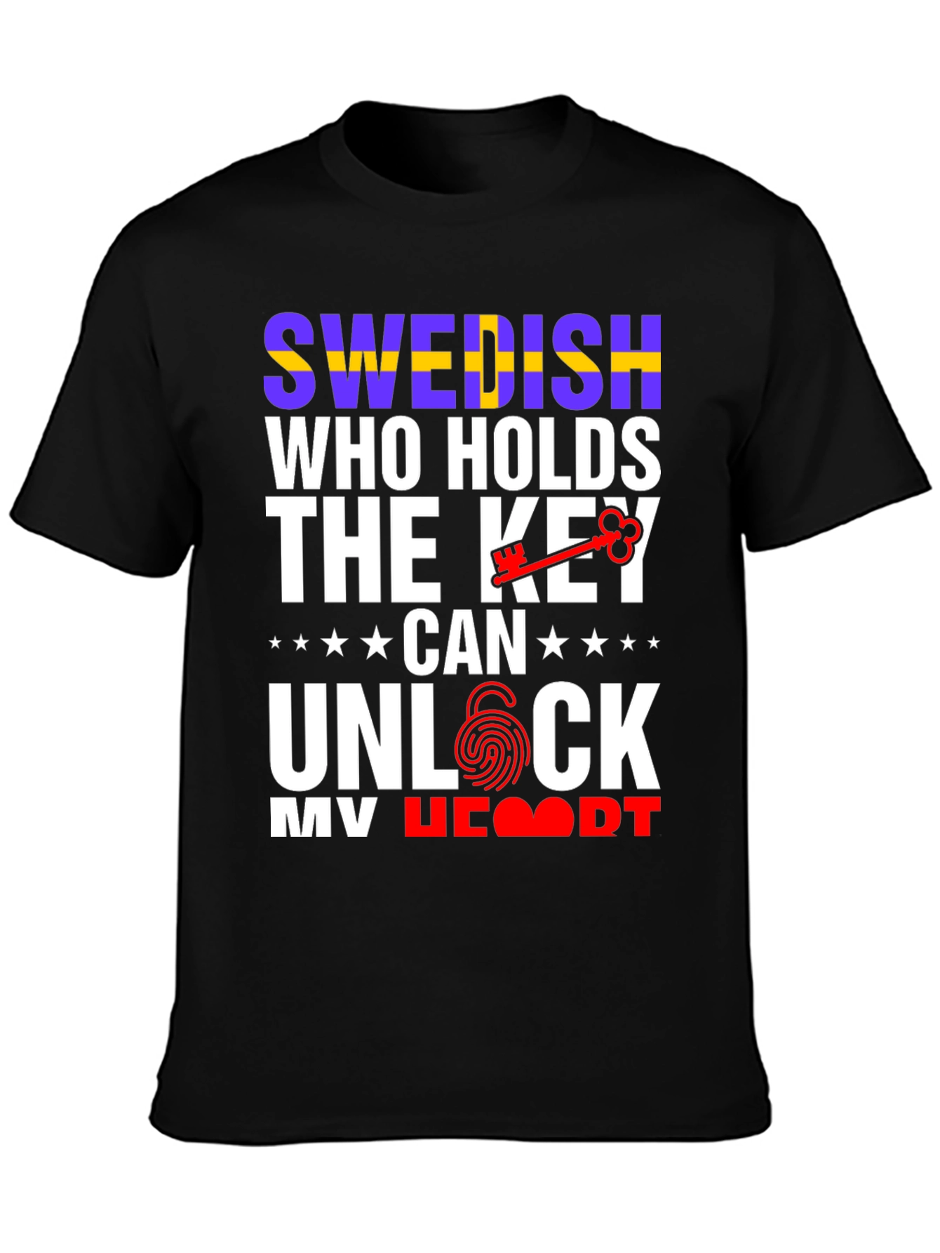 Black Swedish Key to My Heart T-Shirt view 3