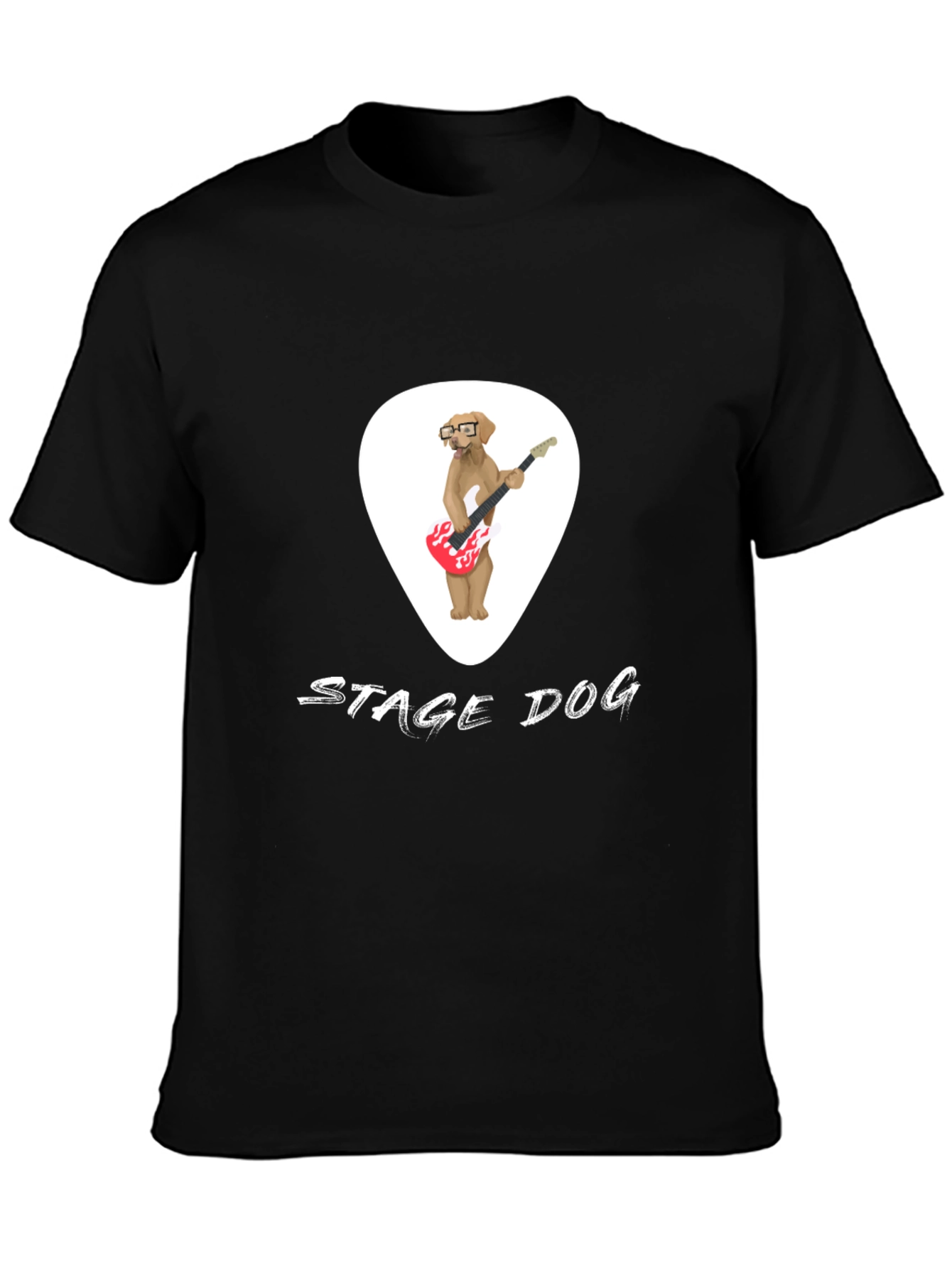 Black Stage Dog T-Shirt - Rockin' Canine Guitarist view 3