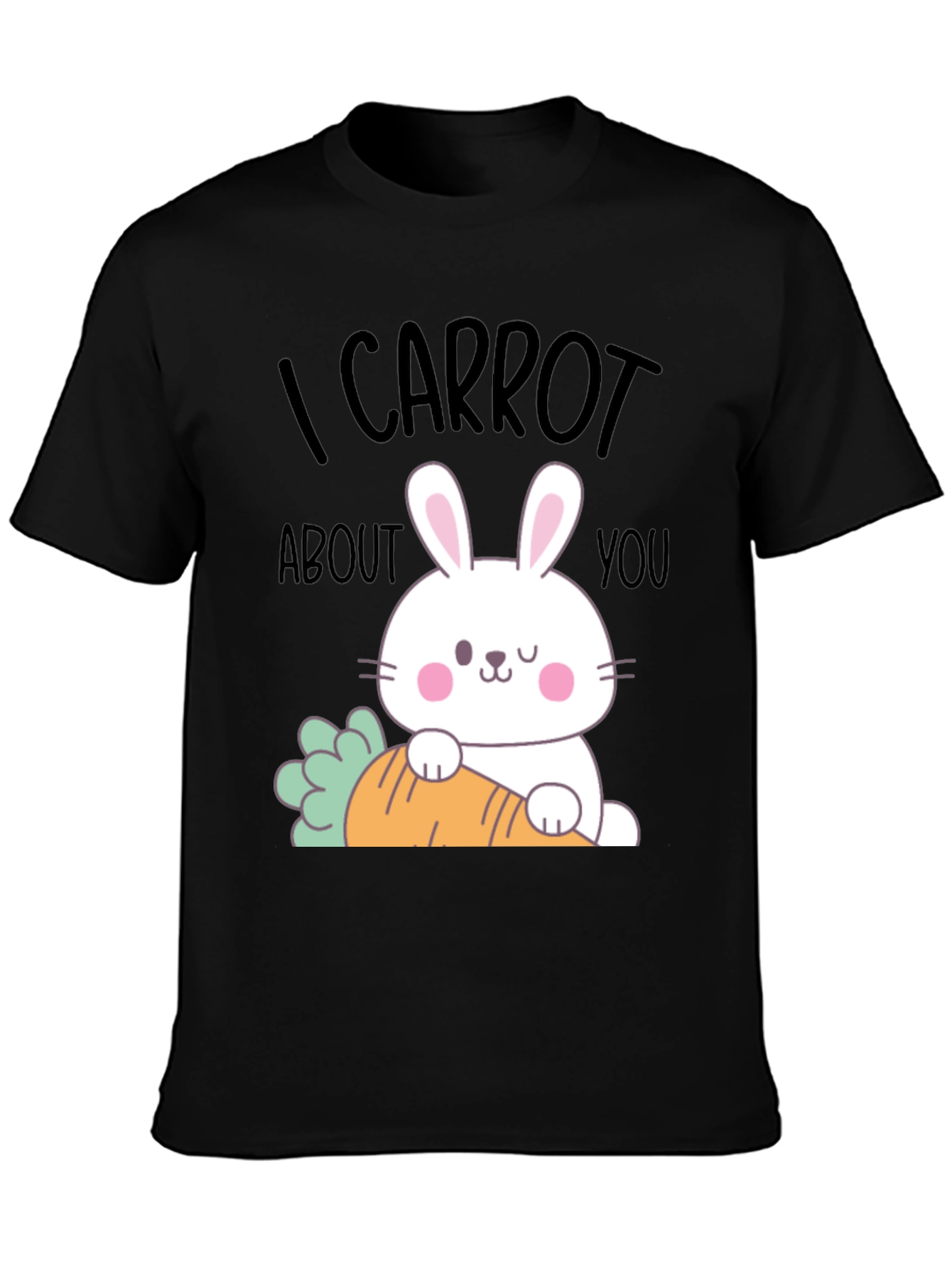 Black I Carrot About You Funny Easter Bunny T-Shirt view 3