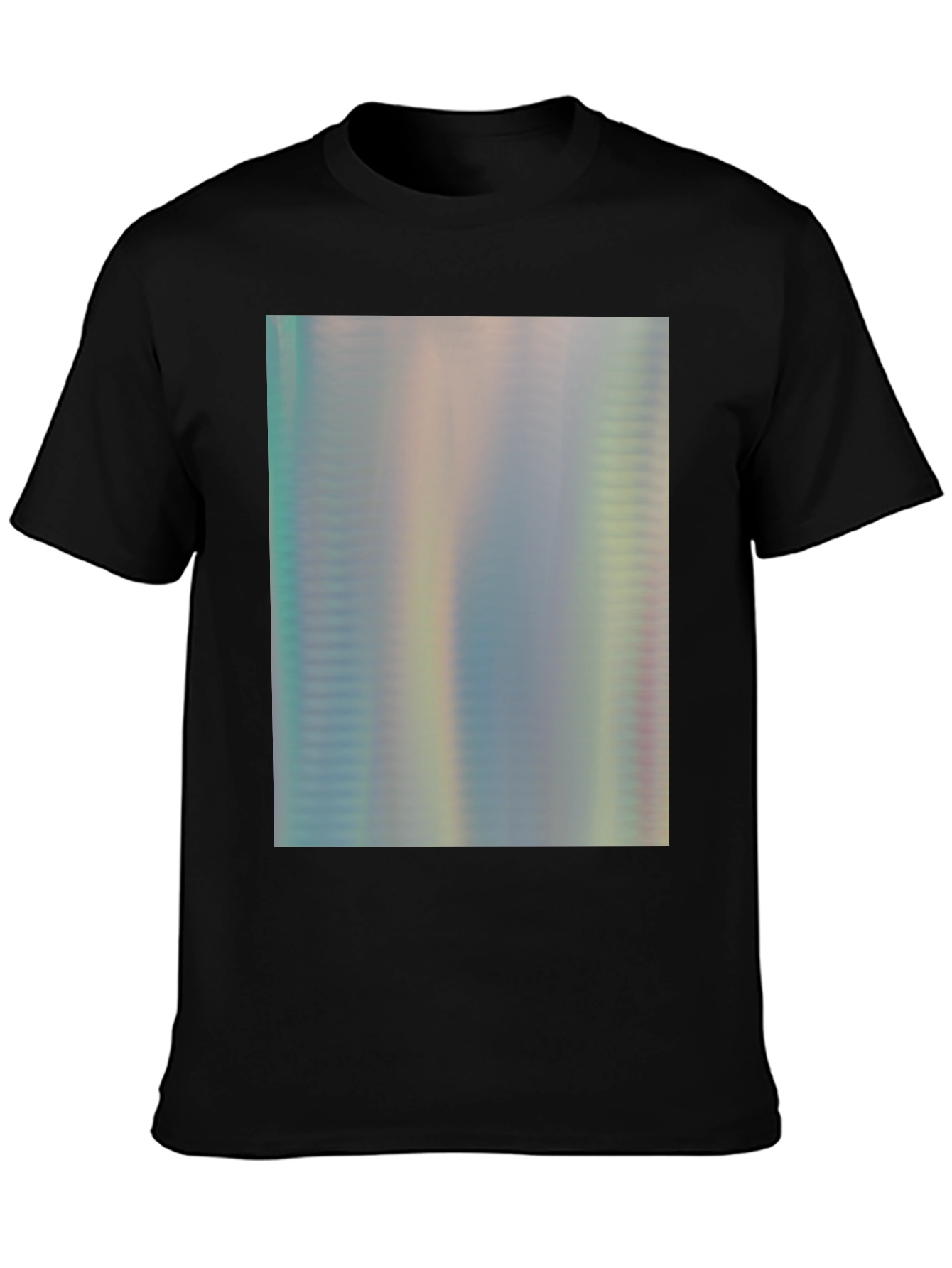 Black Iridescent Shimmer Tee - Abstract Pattern Soft Cotton T-Shirt view 3