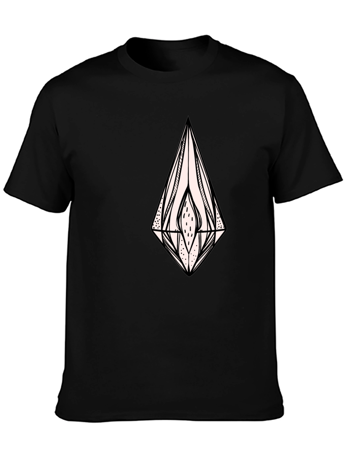 Black Black Graphic Tee - Abstract Diamond Design view 3