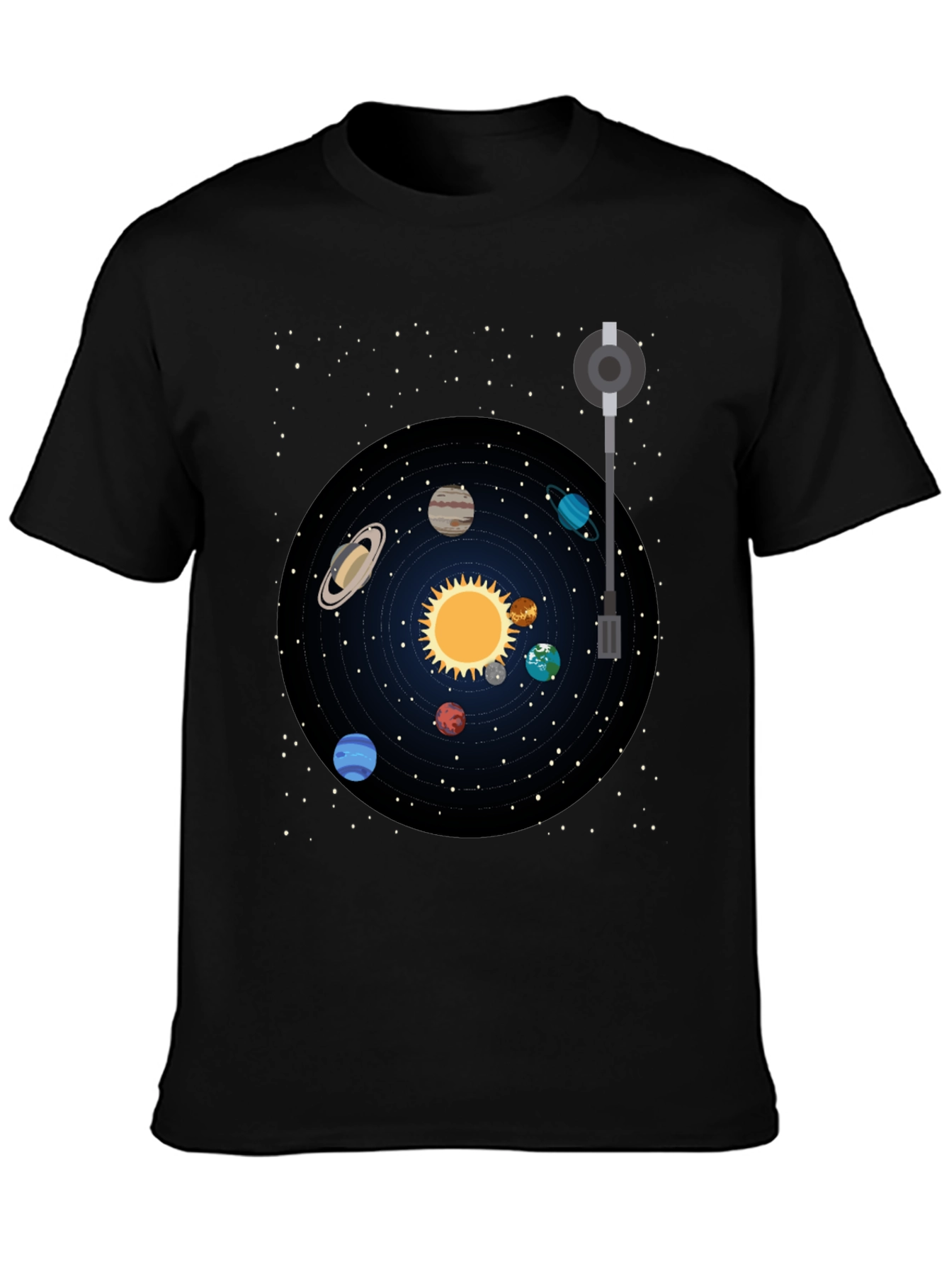 Black Planetary System Graphic Tee view 3