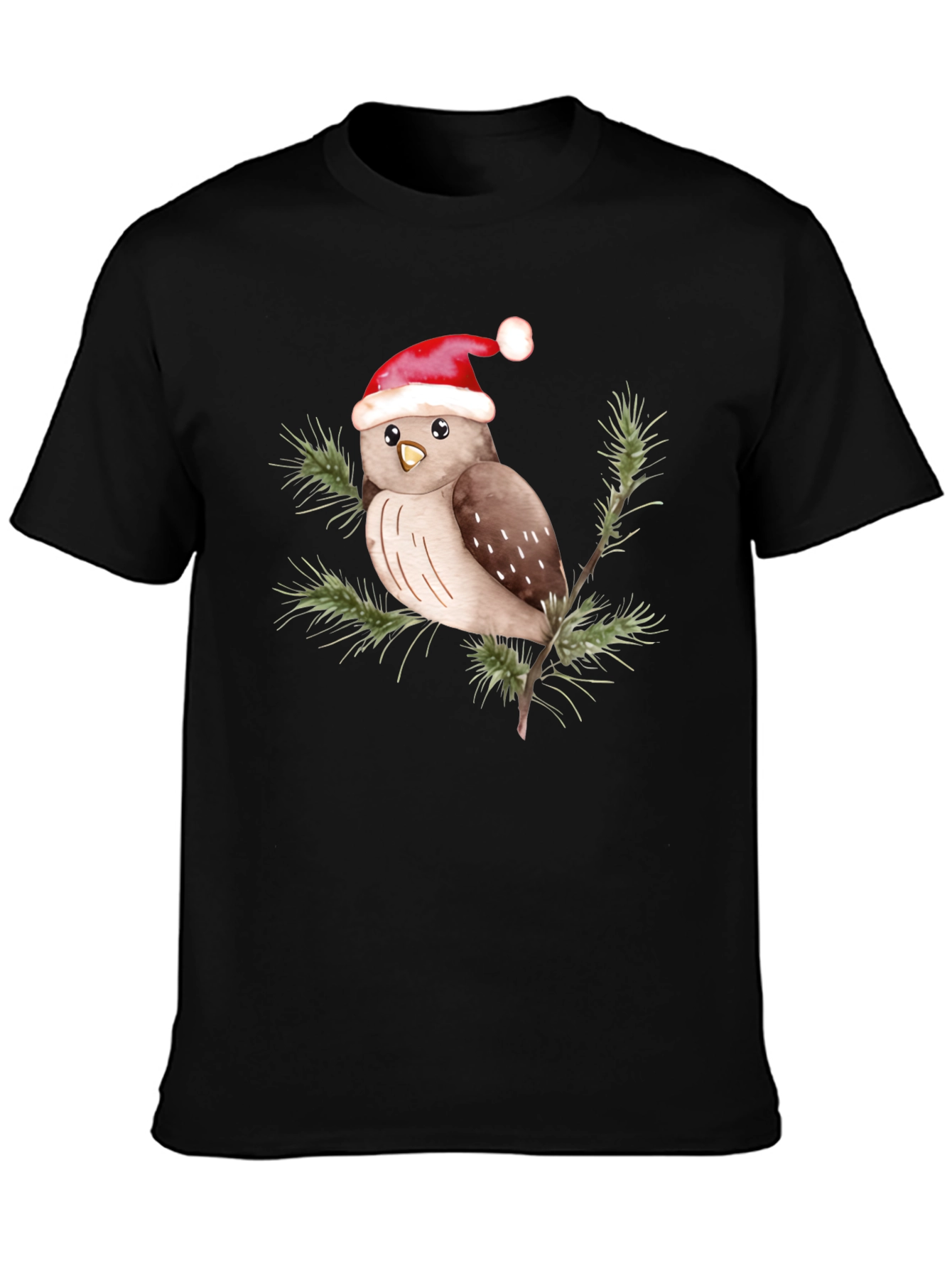 Black Festive Owl Tee - Holiday Cheer view 3