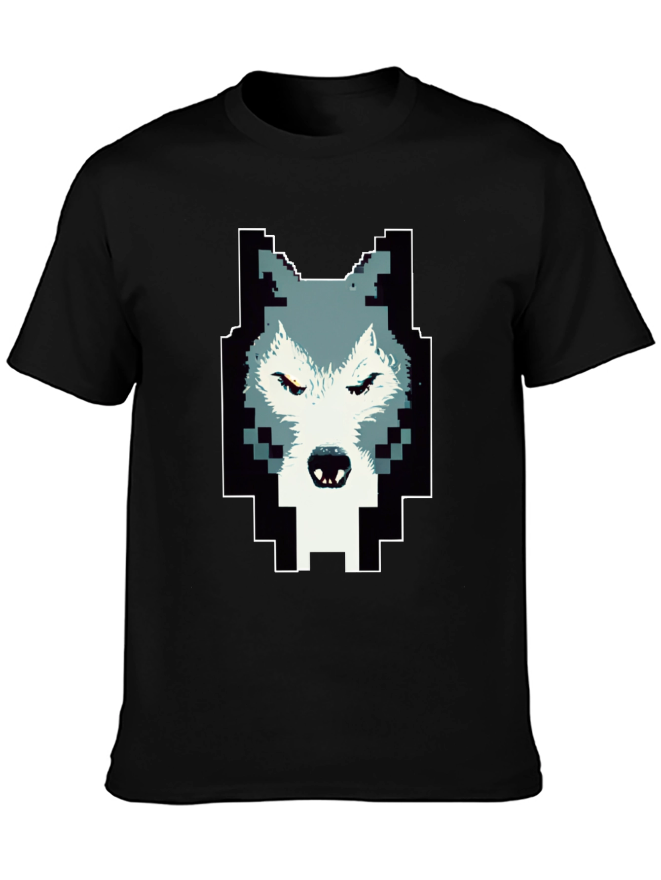 Black Pixelated Wolf Graphic Tee - Cool Design view 3