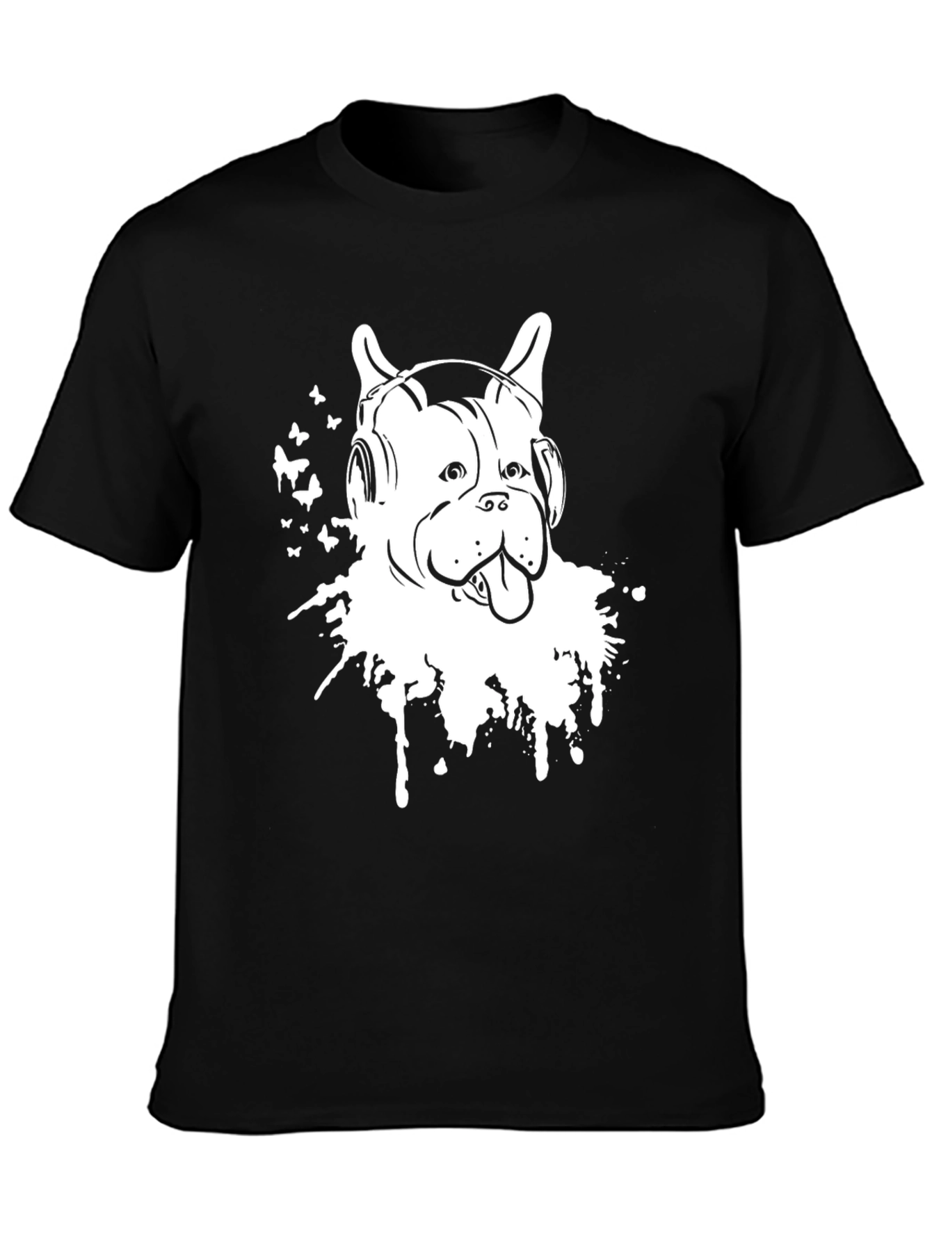 Black Dog DJ T-Shirt - Black Cotton Tee with Graphic Print view 3