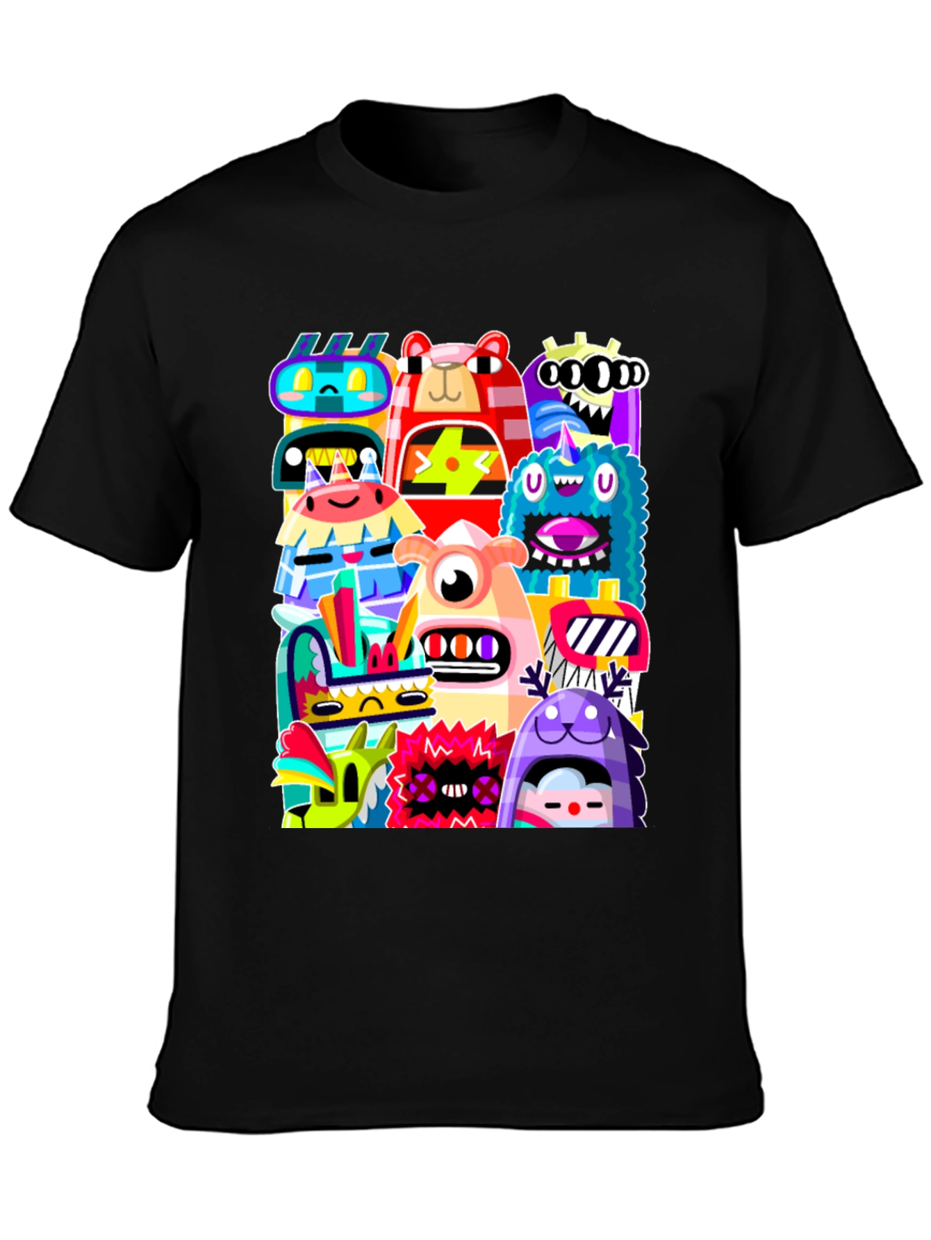 Black Monster Mash Graphic Tee - Funky Black T-Shirt view 3