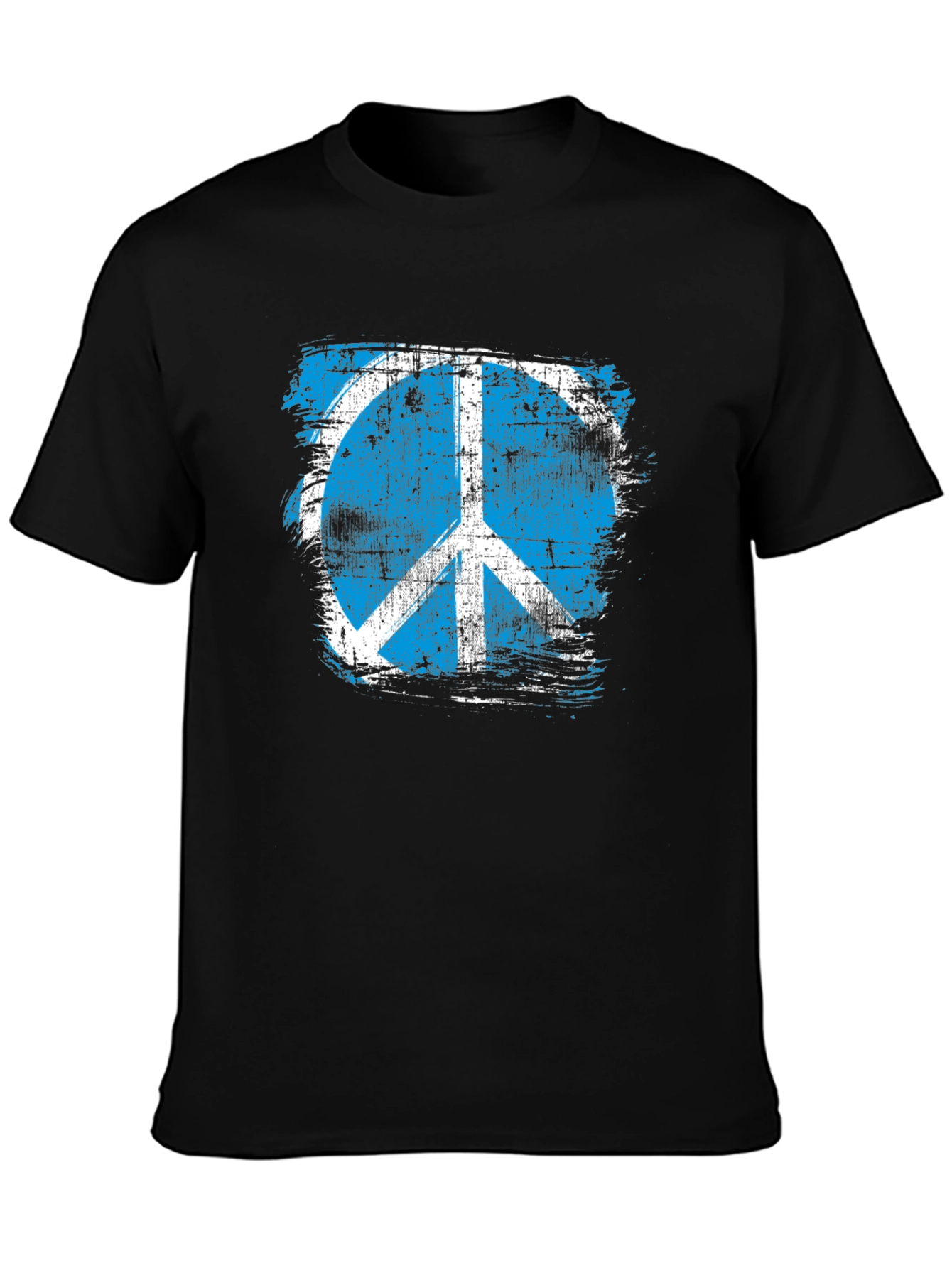 Black Distressed Peace Sign Graphic T-Shirt view 3