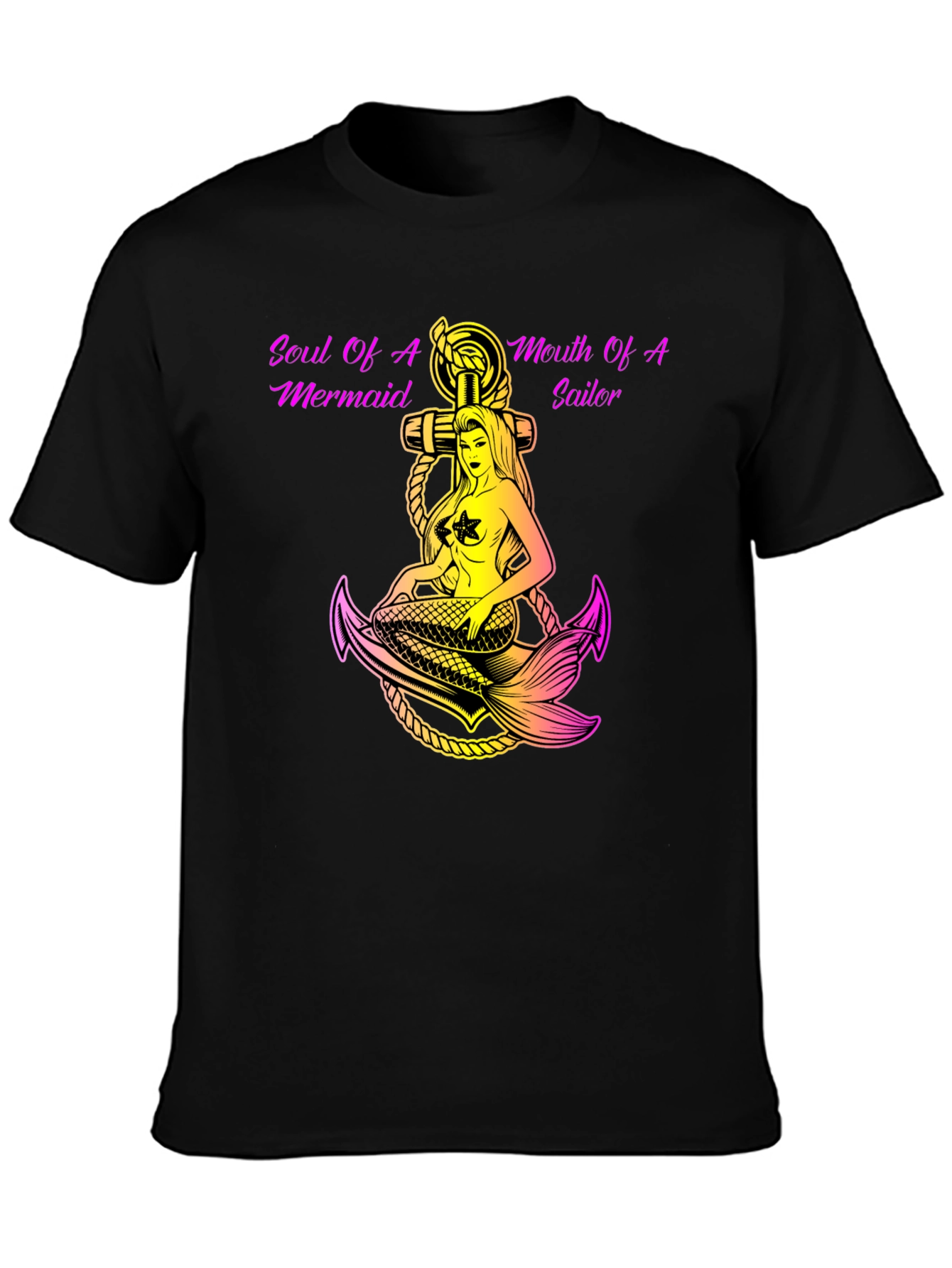 Black Soul of Mermaid, Mouth of Sailor Graphic T-Shirt view 3