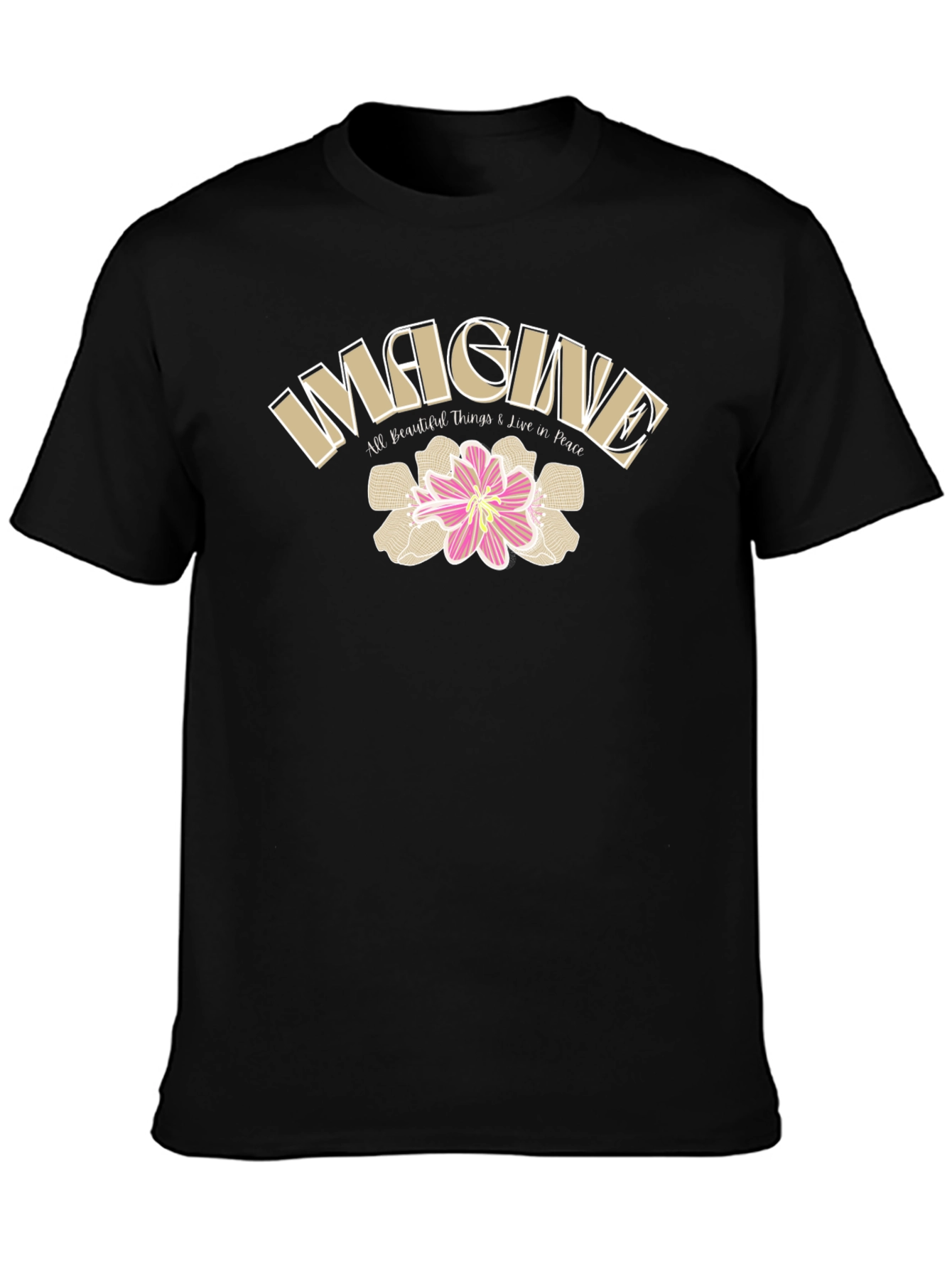Black Imagine Graphic Tee - All Beautiful Things Live in Peace view 3