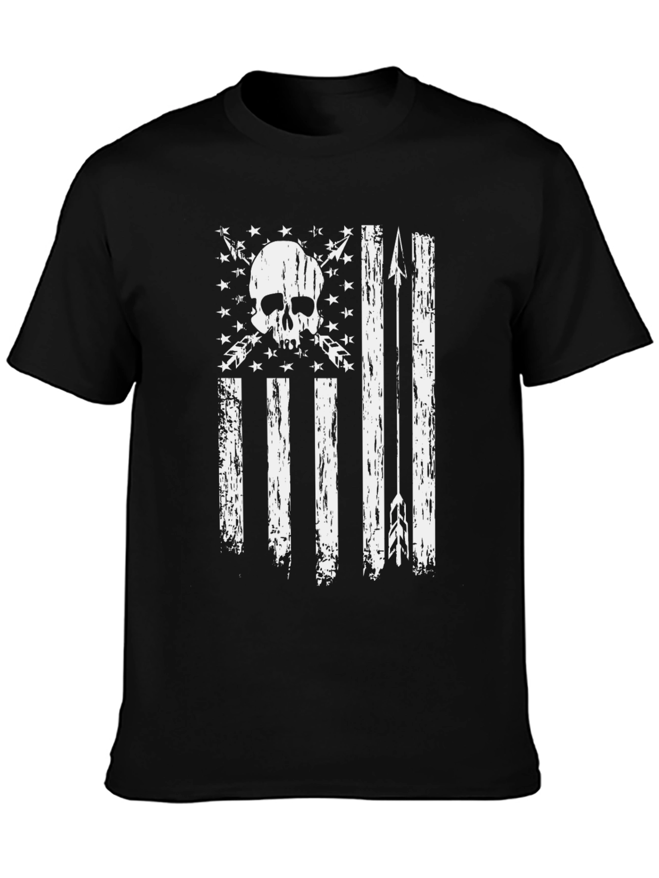 Black American Flag Skull & Arrows Graphic Tee view 3