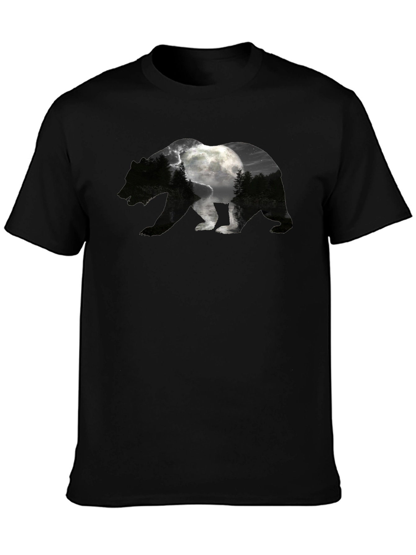 Black Bear Silhouette Moon Graphic Tee view 3