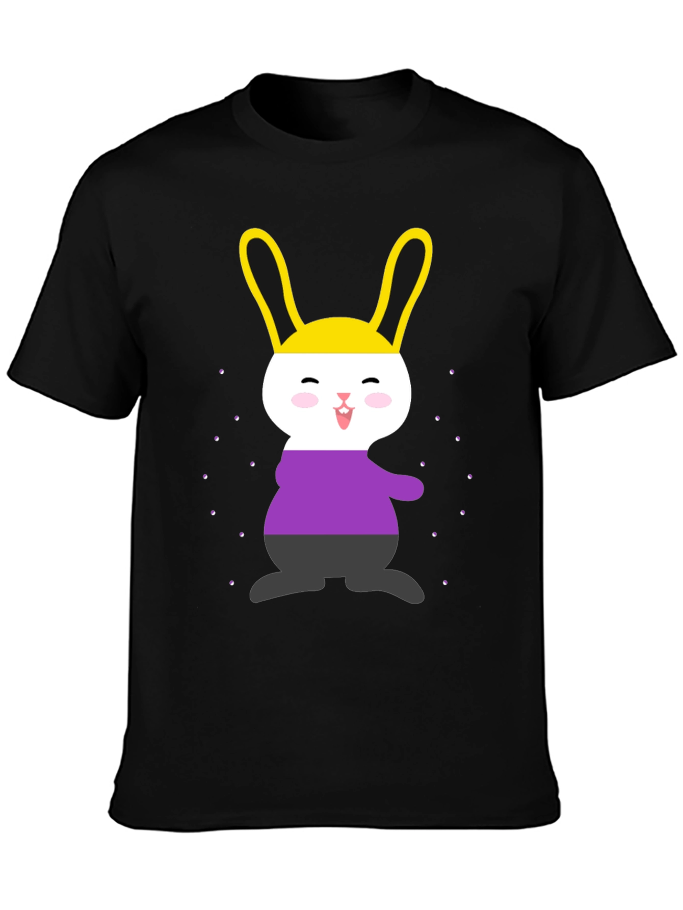 Black Nonbinary Pride Bunny T-Shirt view 3