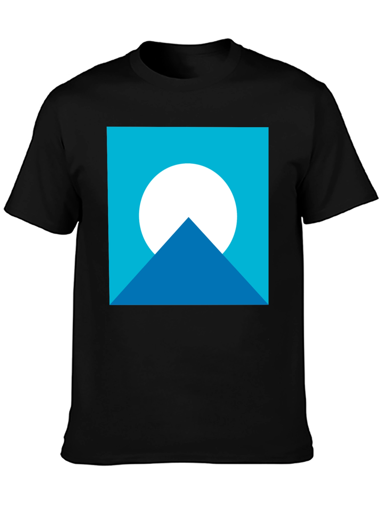 Black Geometric Mountain Moon Graphic Tee - Black view 3