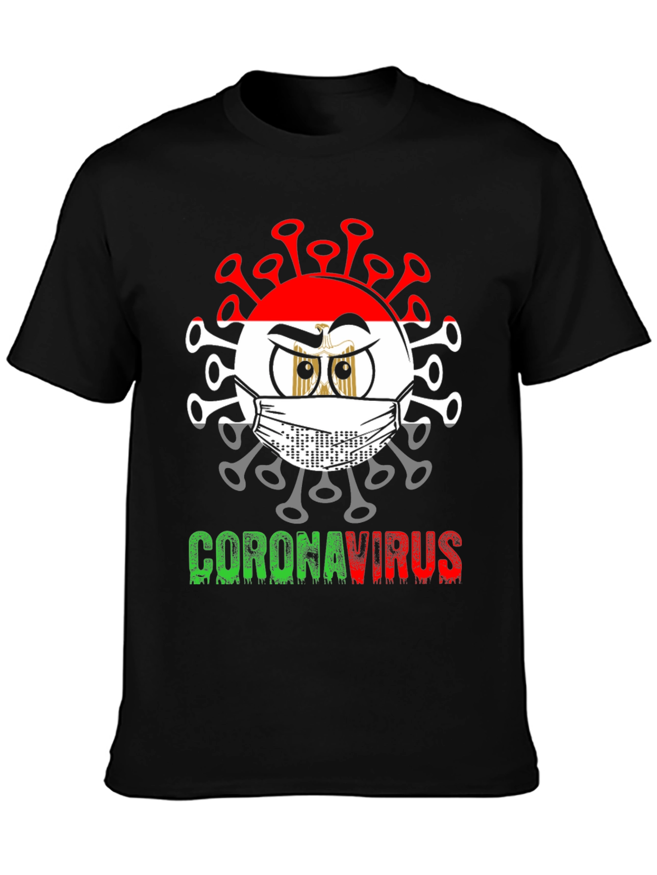 Black Egypt Corona Virus Graphic T-Shirt view 3