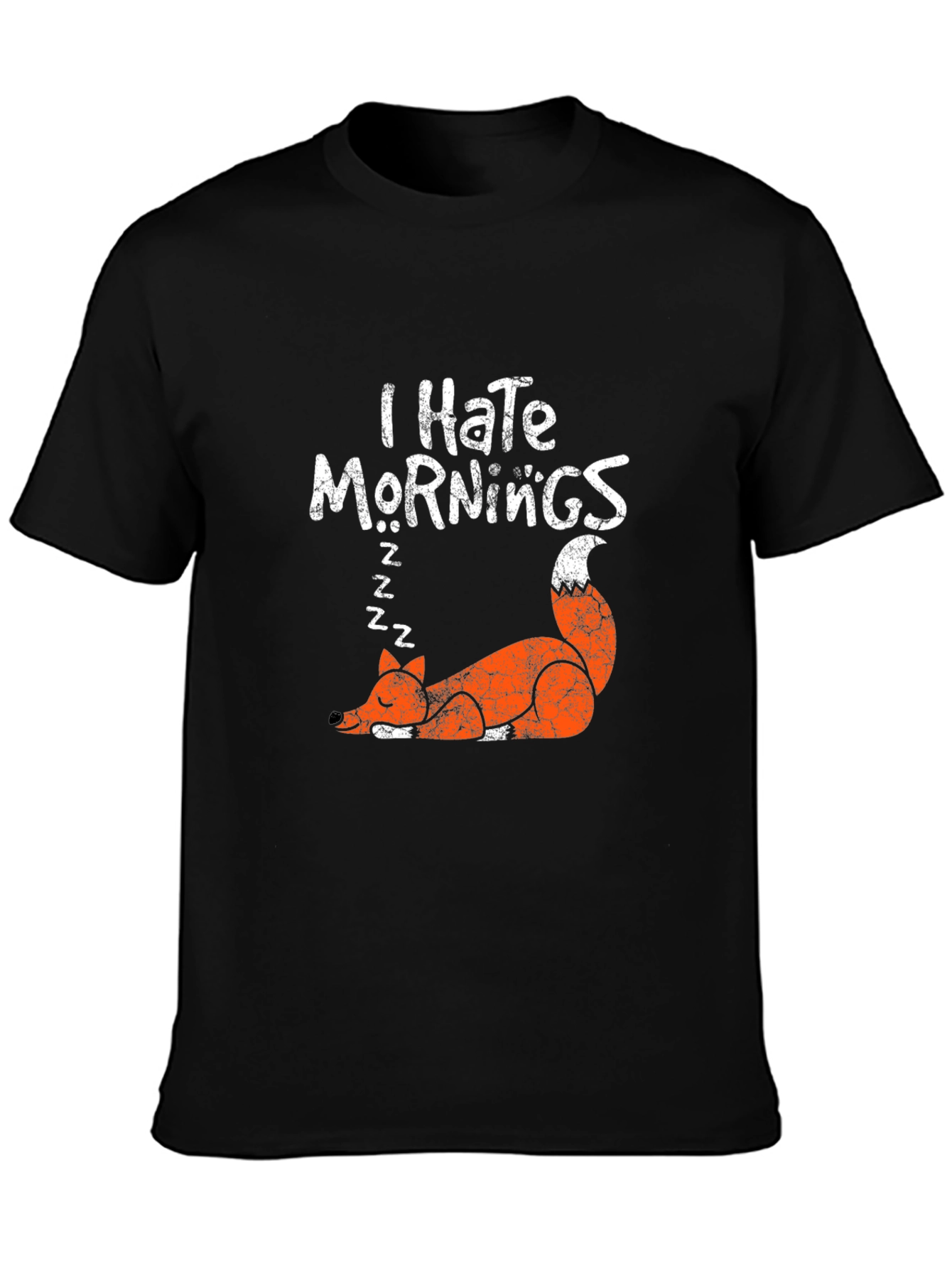 Black I Hate Mornings Fox Graphic T-Shirt view 3
