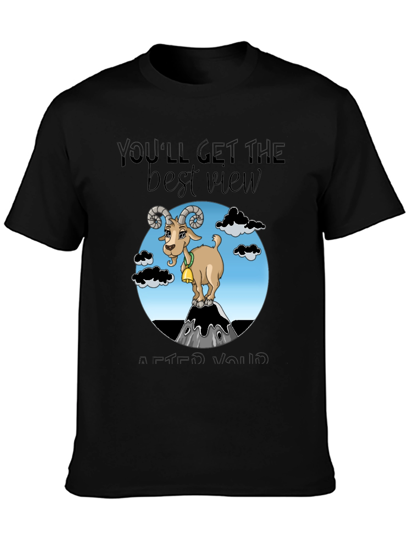Black Motivational Goat Tee: Best View After You Climb view 3