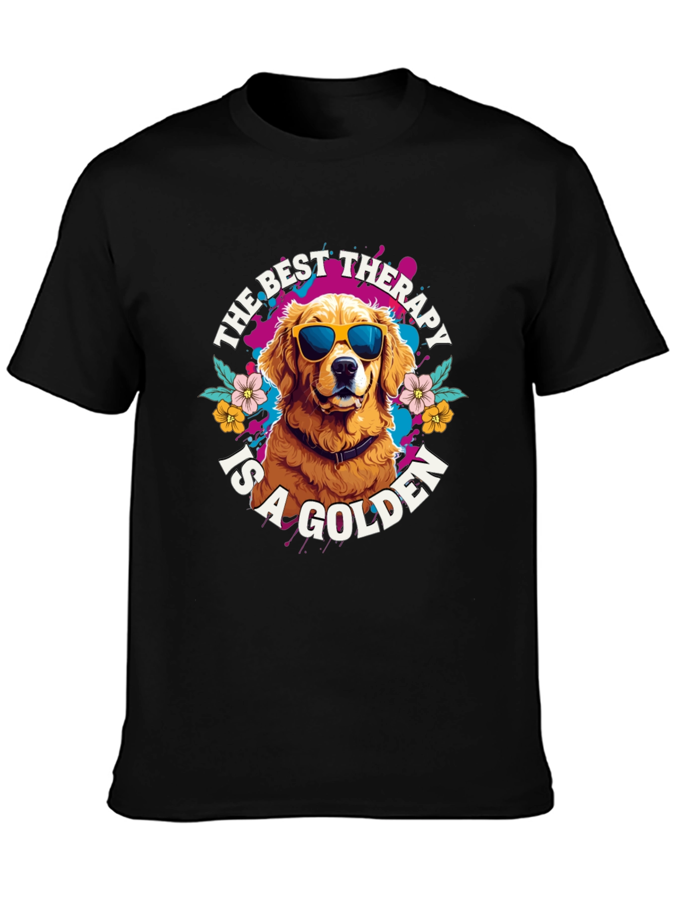 Black Golden Retriever Therapy T-Shirt view 3