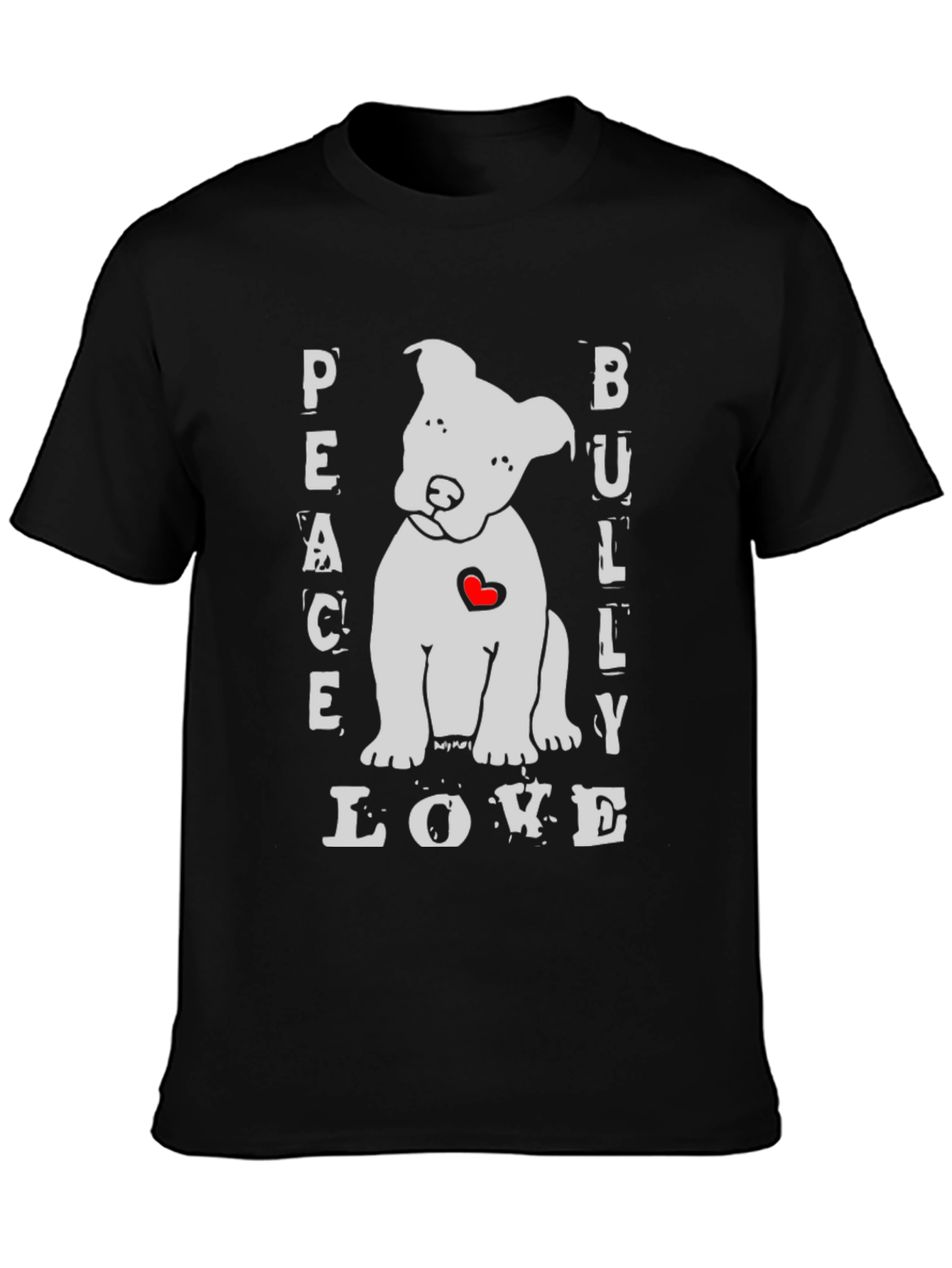 Black Peace Bully Love T-Shirt - Cute Dog Design view 3