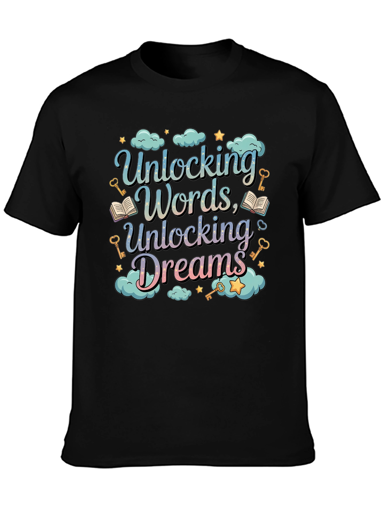 Black Unlocking Words Dreams Graphic Tee - Unisex view 3
