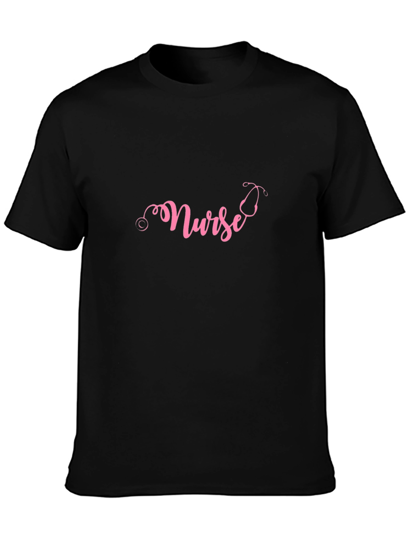 Black Nurse Stethoscope T-Shirt - Comfortable Black Tee view 3