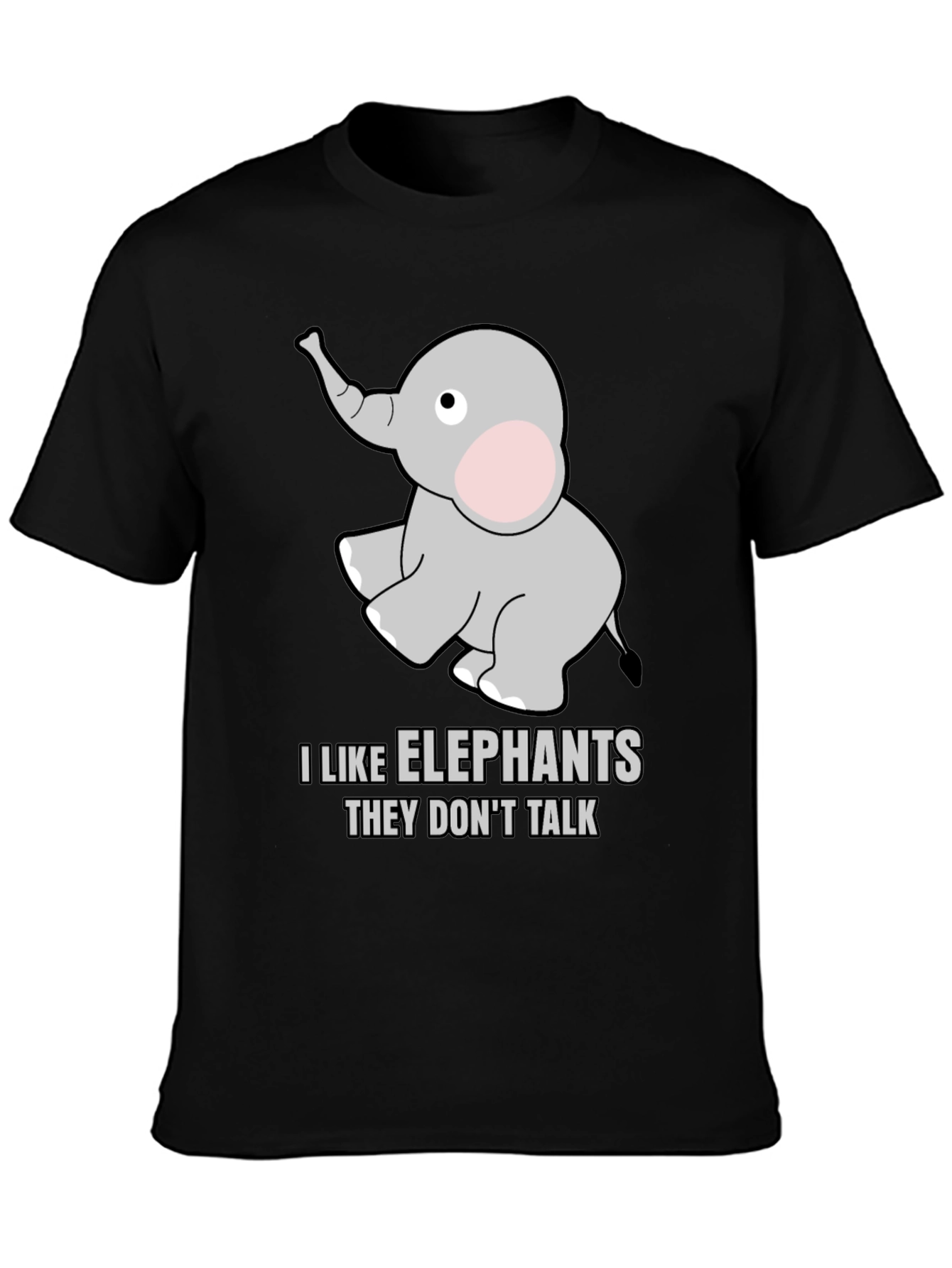 Black I Like Elephants T-Shirt view 3