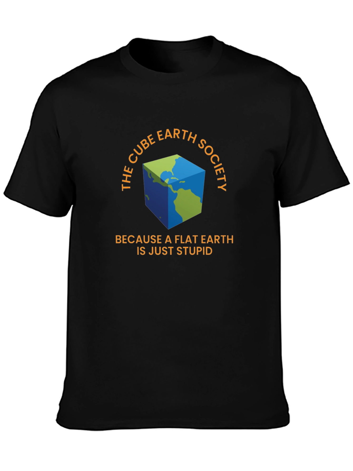Black Cube Earth Society T-Shirt - Funny Conspiracy Tee view 3