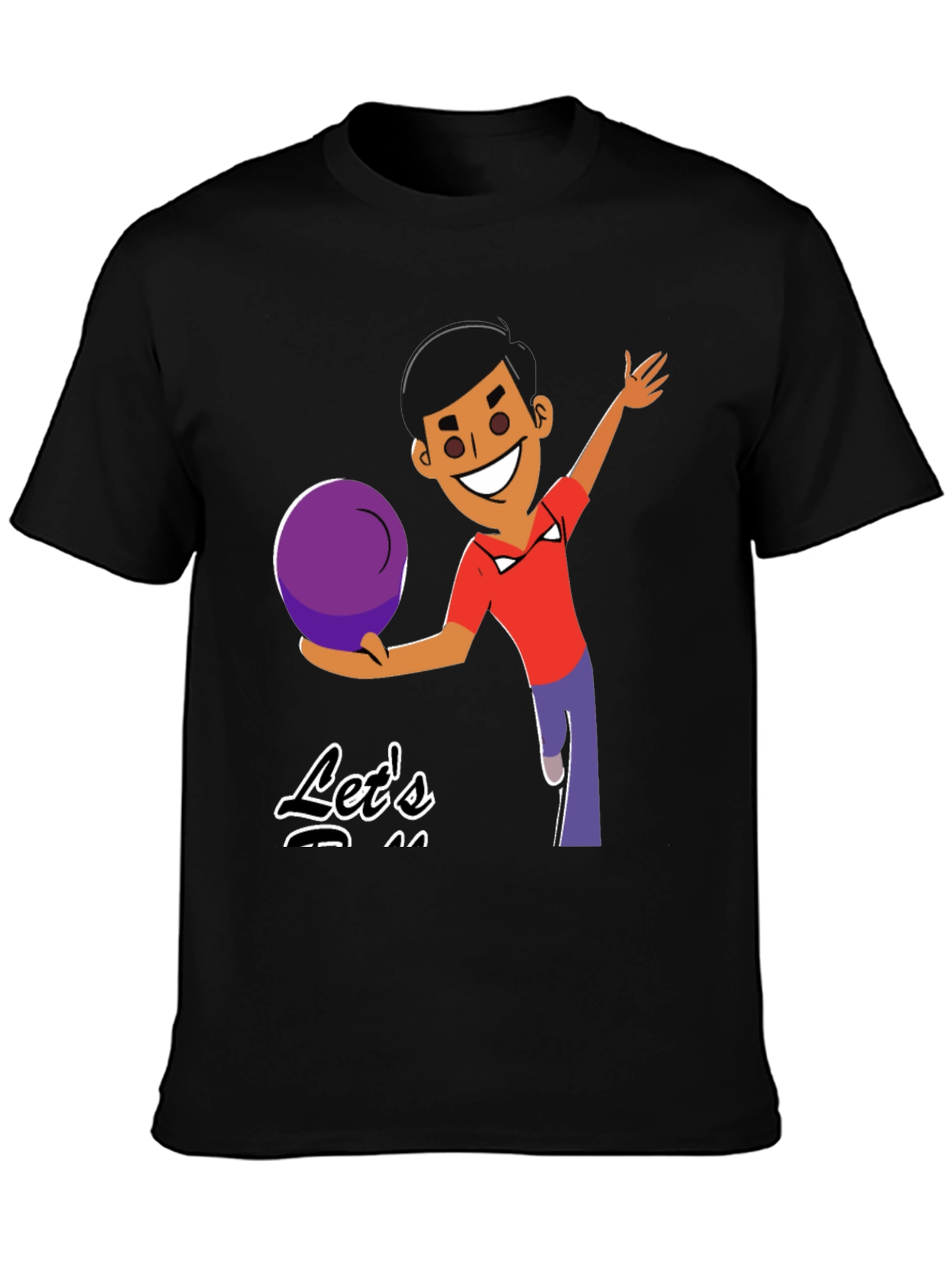 Black Bowling Cartoon Graphic Tee - Let's Bowl! view 3