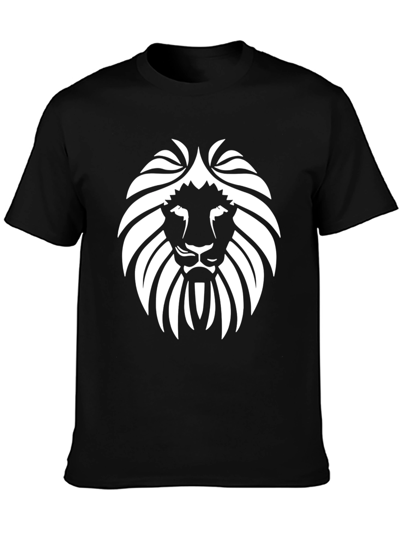 Black Lion Head Graphic Black T-Shirt view 3