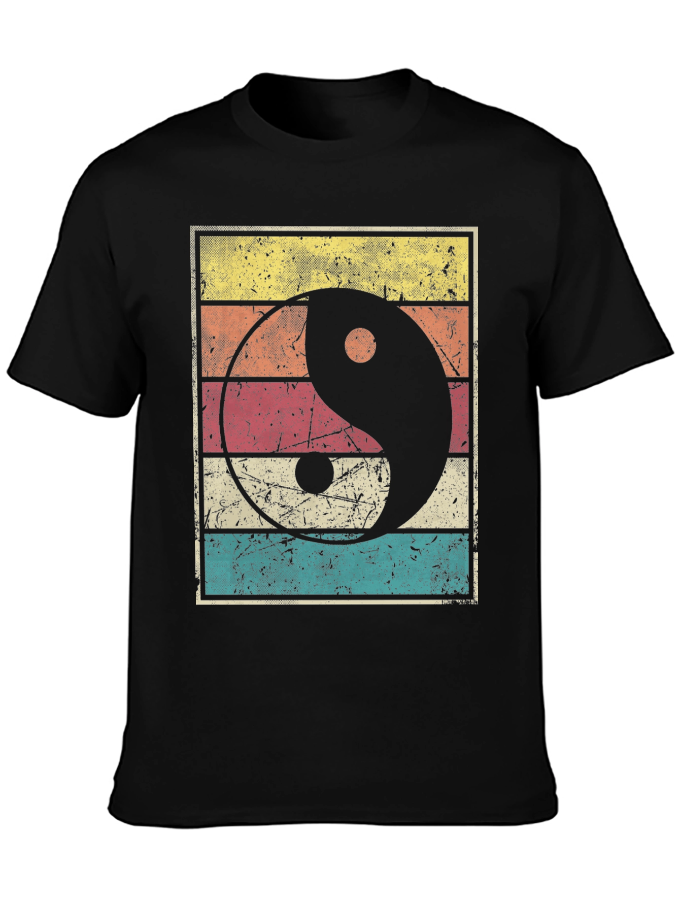 Black Yin Yang Graphic Tee Retro Style view 3