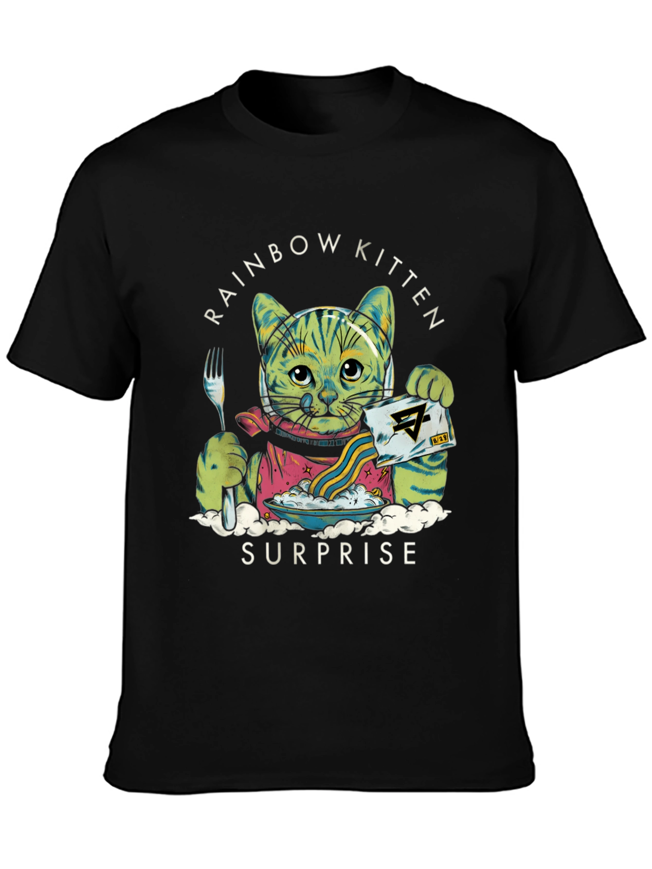 Black Rainbow Kitten Surprise Graphic Tee view 3