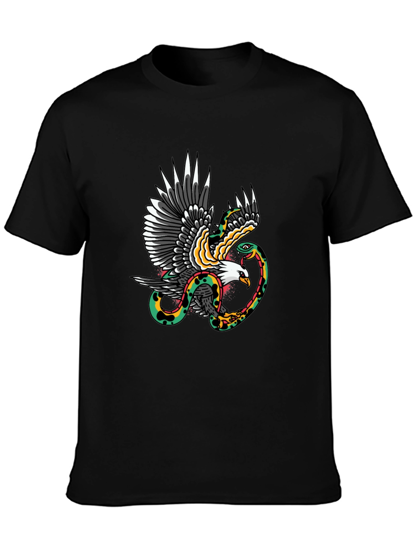 Black Eagle & Snake Graphic Print Black T-Shirt view 3