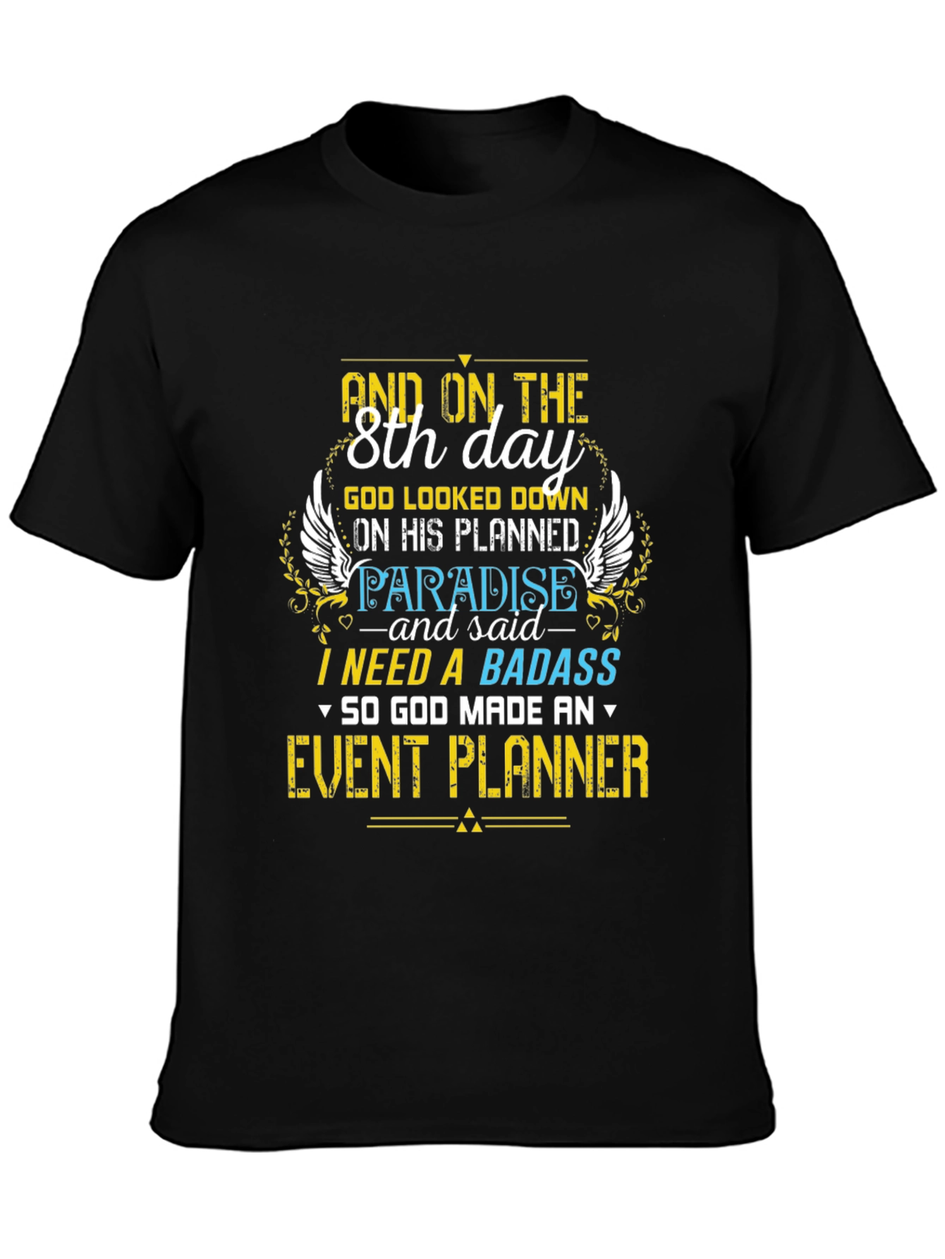 Black Event Planner Graphic Tee - 8th Day Design view 3