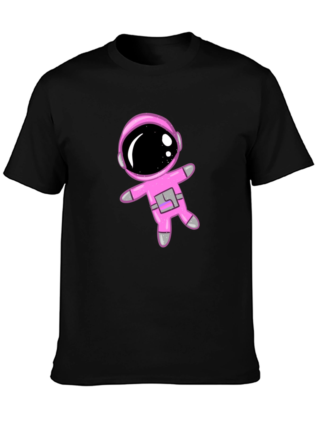 Black Astronaut Graphic T-Shirt, Black Cotton Blend, Unisex view 3